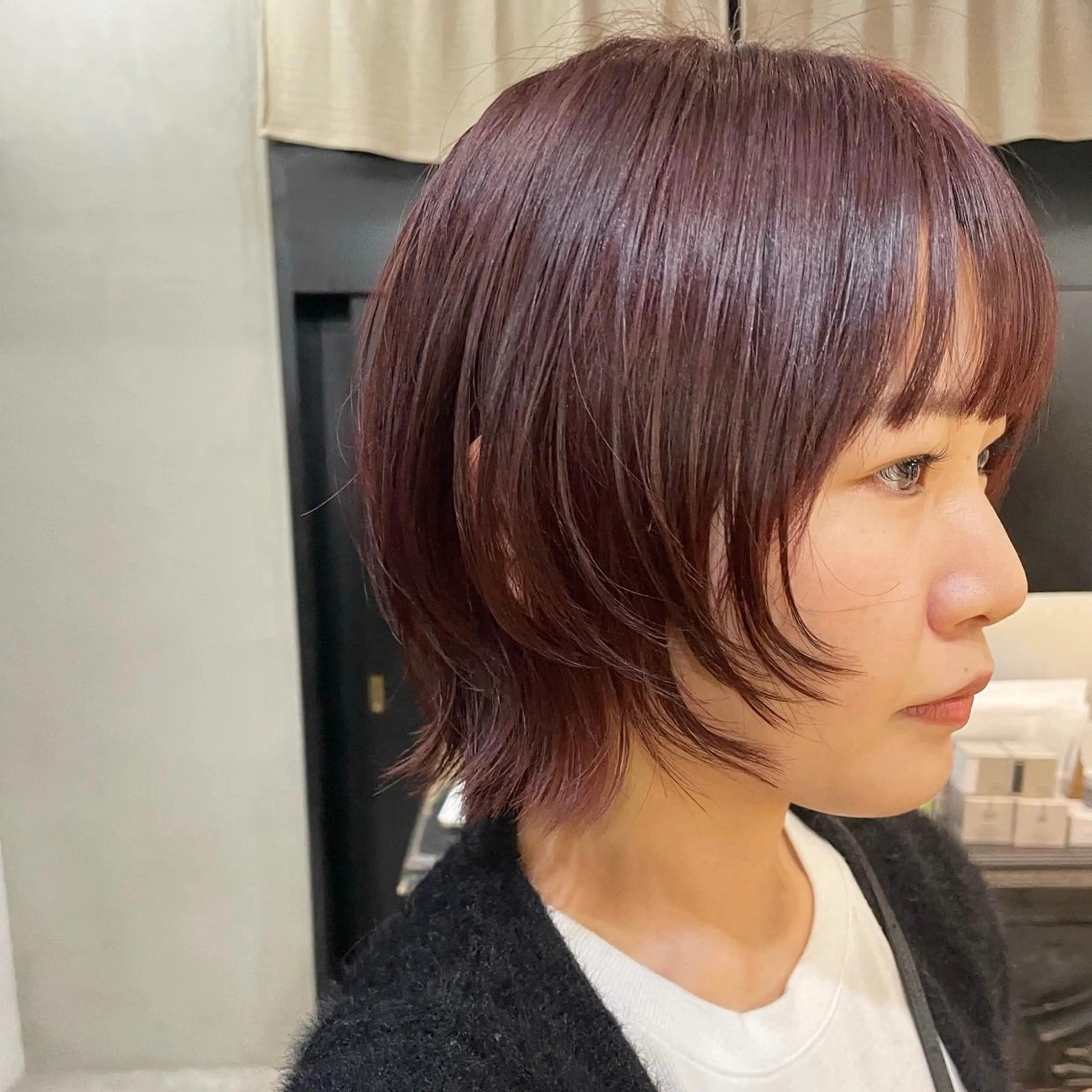 ショート カラー ボブレイヤー ブラウンカラー レッドカラー レッドブラウン ボブ ショート・ボブ ・ウルフ✂︎IMAIのヘアスタイル