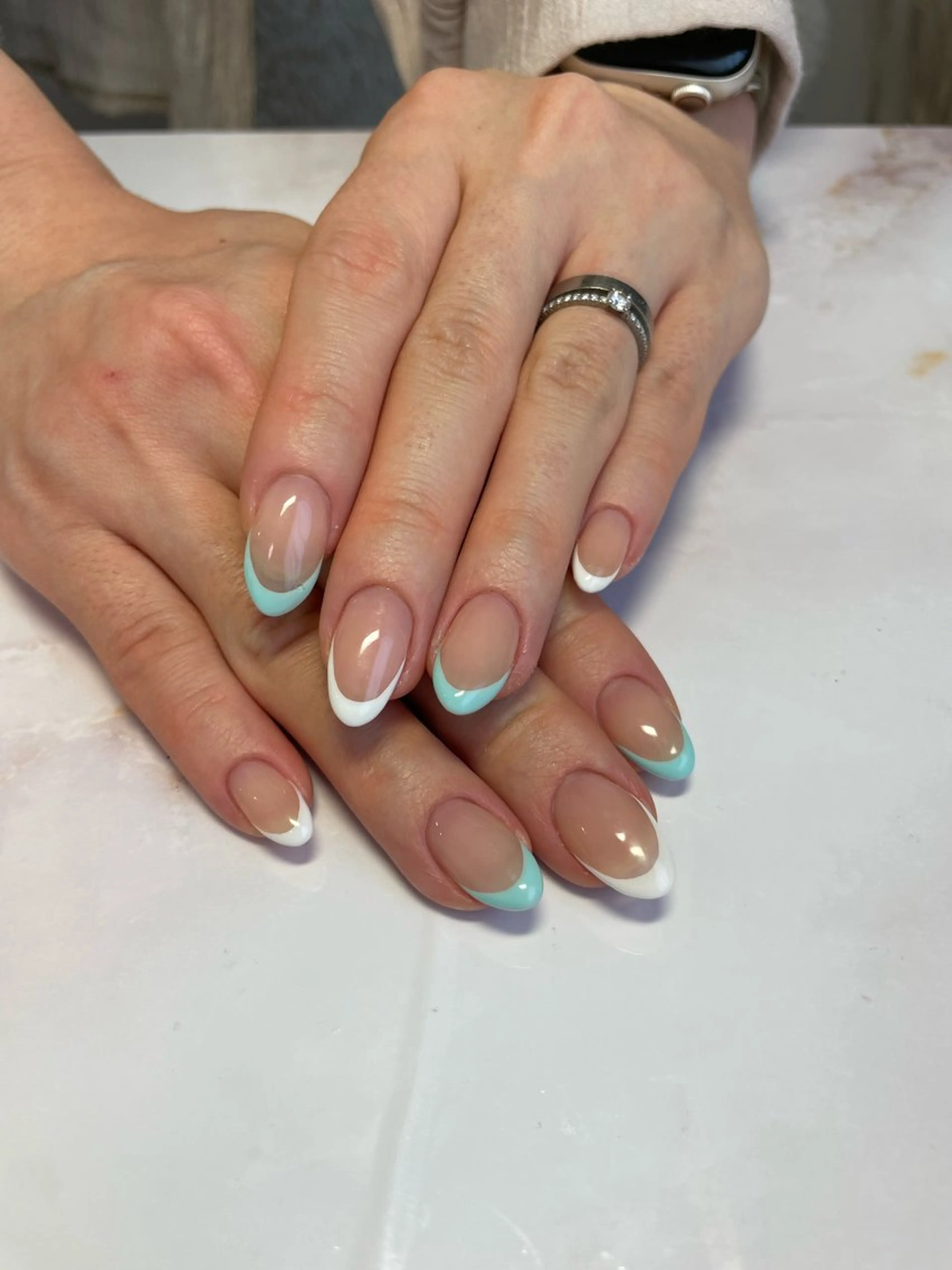 ネイル ブルー フレンチネイル シンプルネイル nail ayacaのネイルデザイン