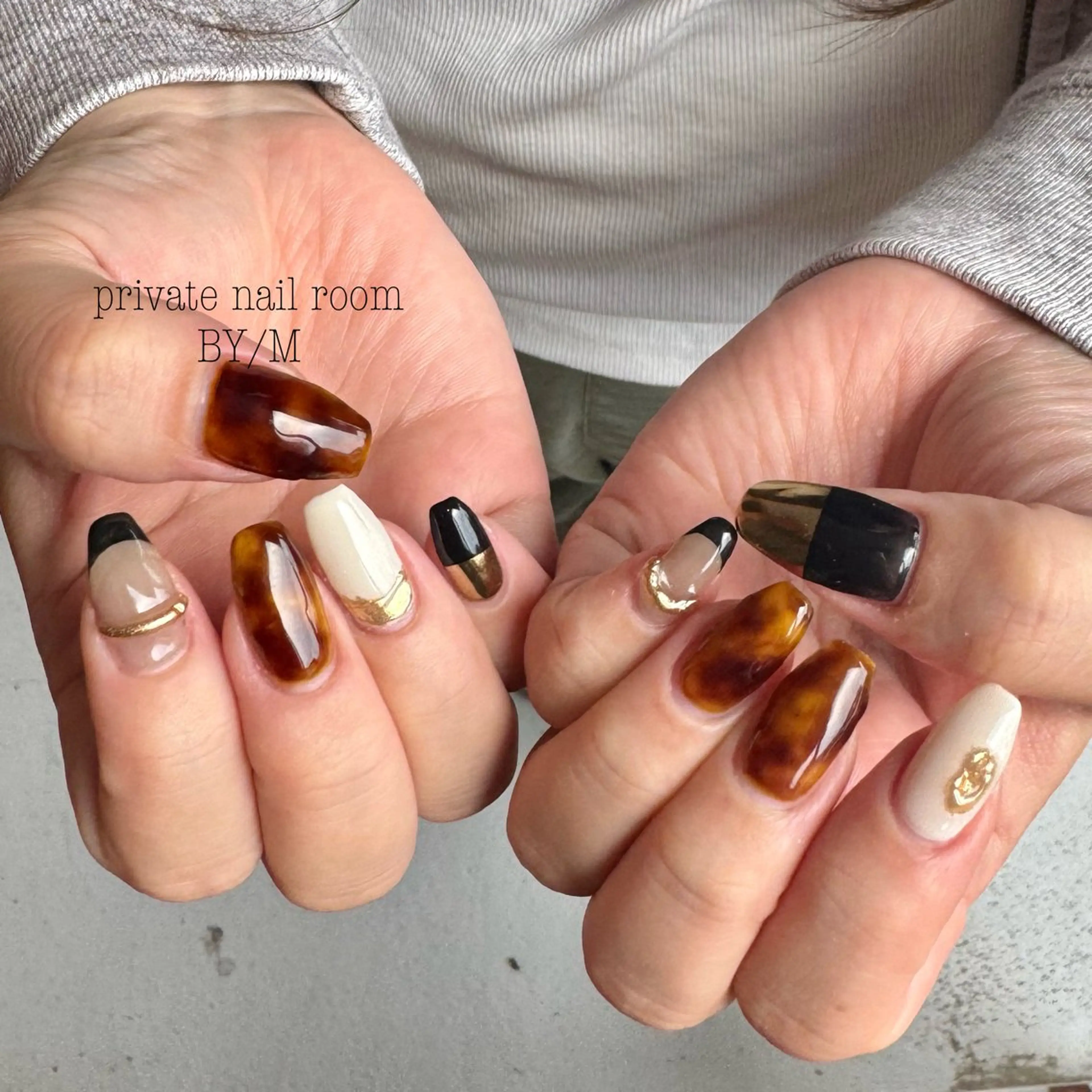 ネイル べっ甲ネイル 持ち込み ハンドネイル BY / Mのネイルデザイン