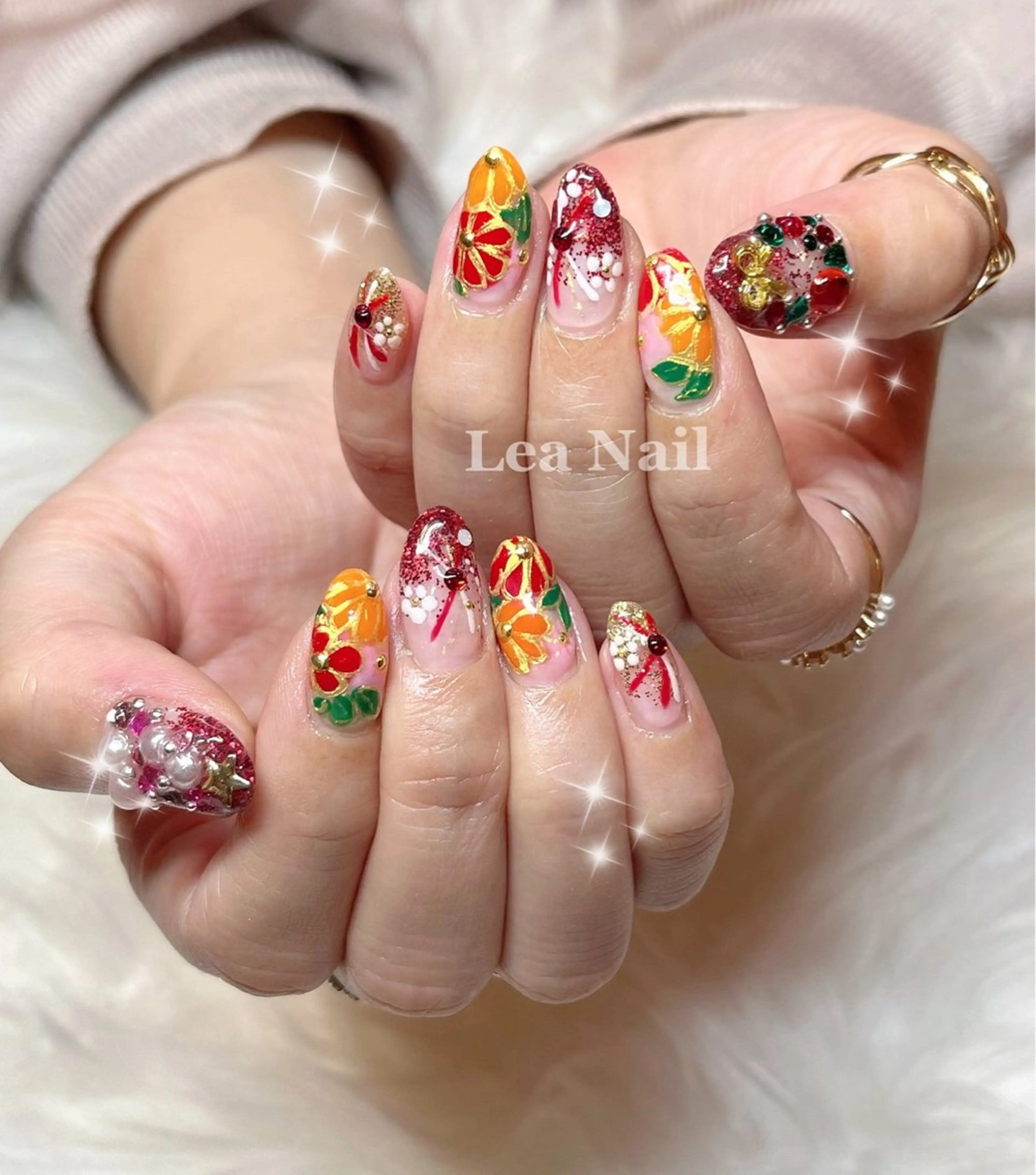 ネイル アートネイル 成人式 冬ネイル クリスマス Lea Nailのネイルデザイン