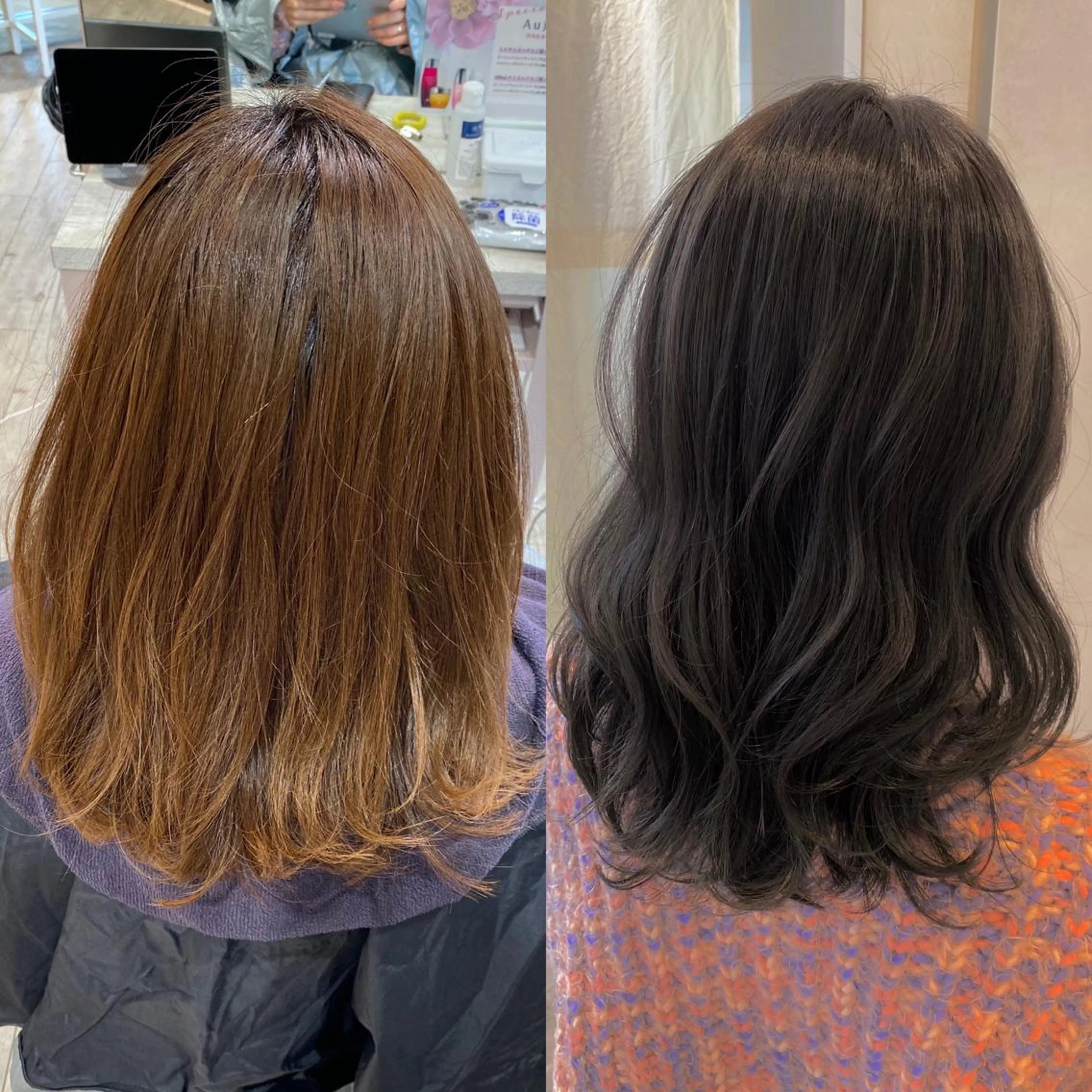 ミディアム カラー ヘアカラー トリートメント 透明感🫧 佐藤歩夢のヘアスタイル