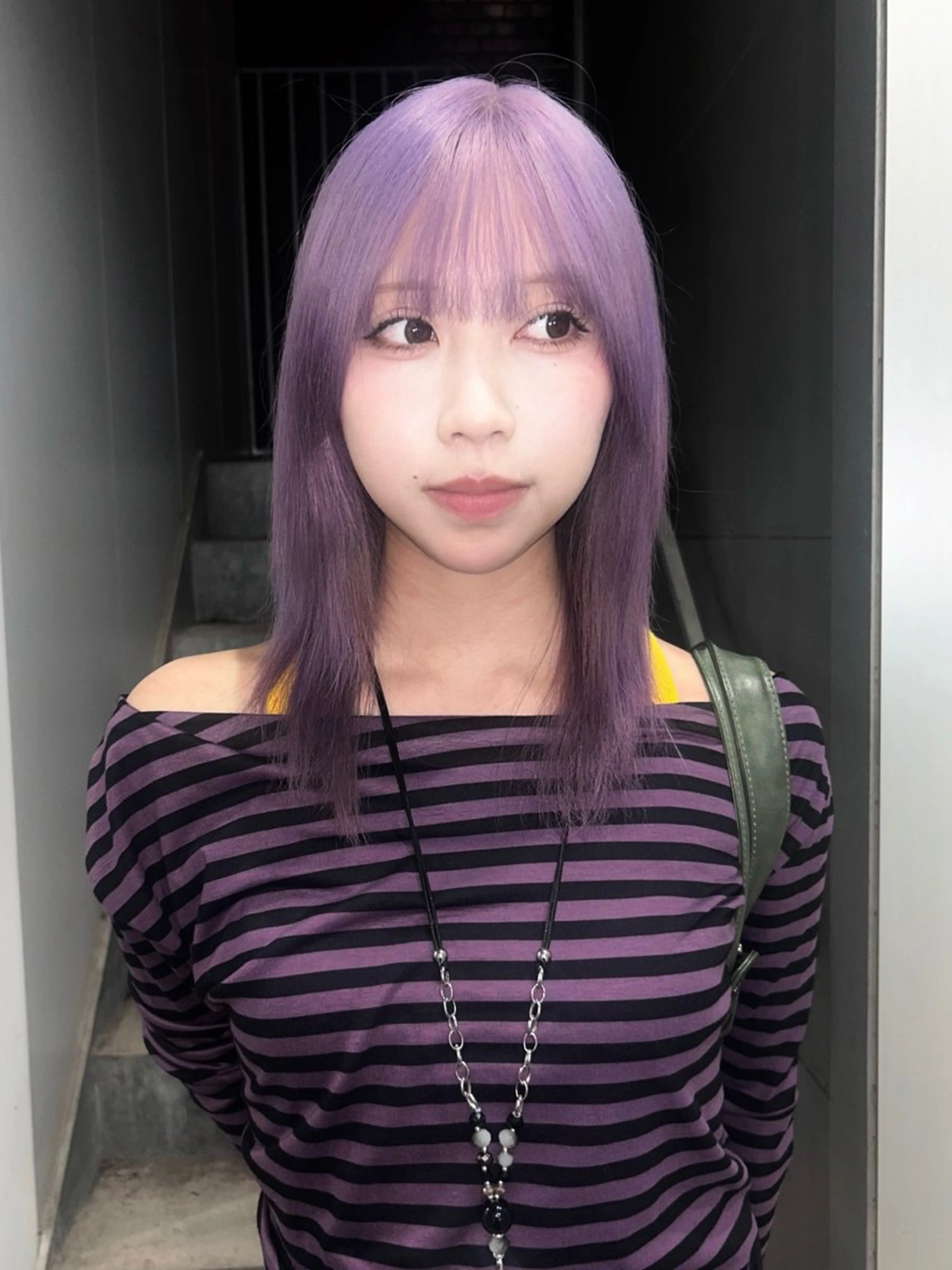 セミロング カラー ブリーチ ピンクカラー レイヤーカット cope’u ROWEN所属・🪽デザインカラー/ ブリーチ/陽向🪽のヘアスタイル