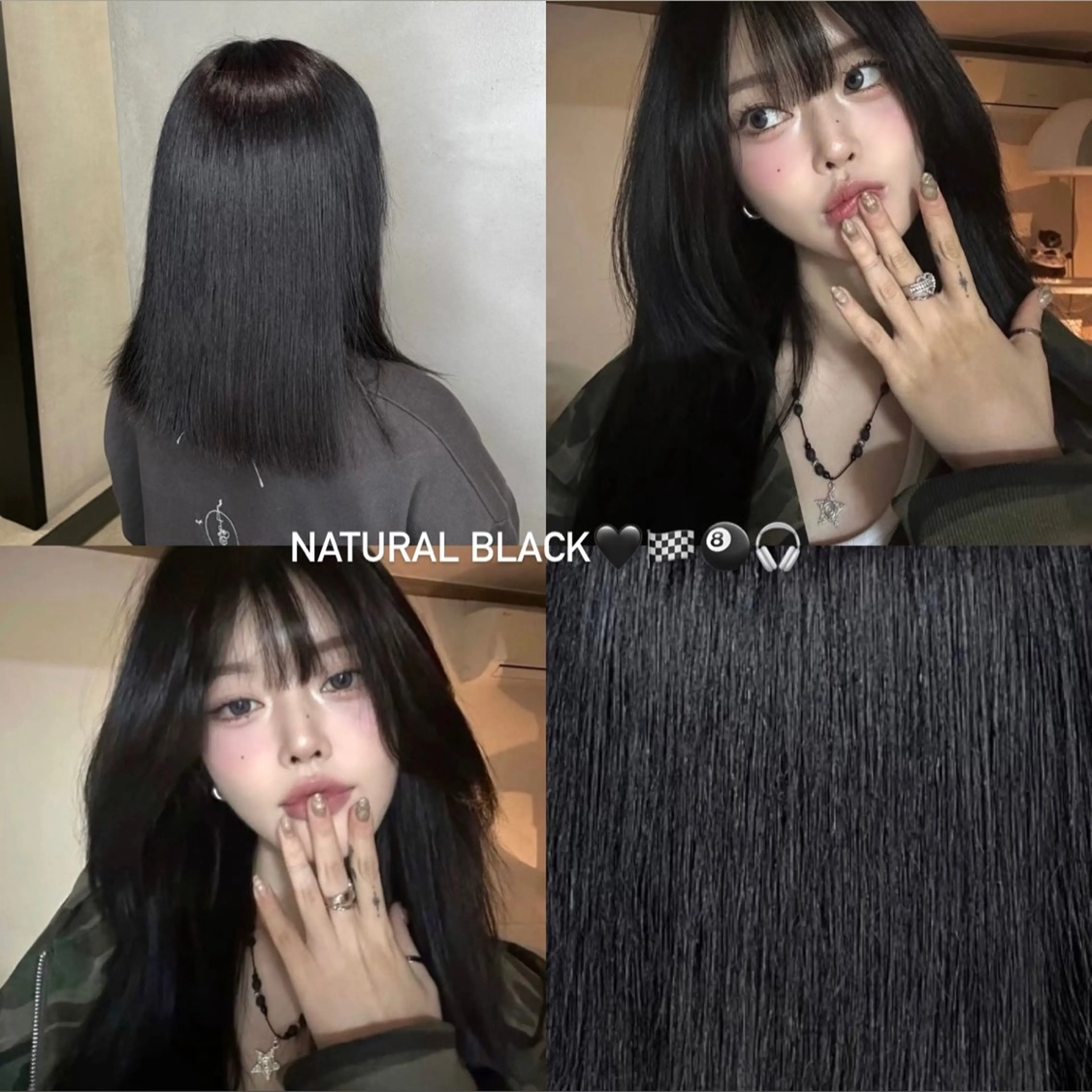 ミディアム カラー 黒髪 ブルーカラー ブルーブラック offwhite Nano🪩🧡のヘアスタイル