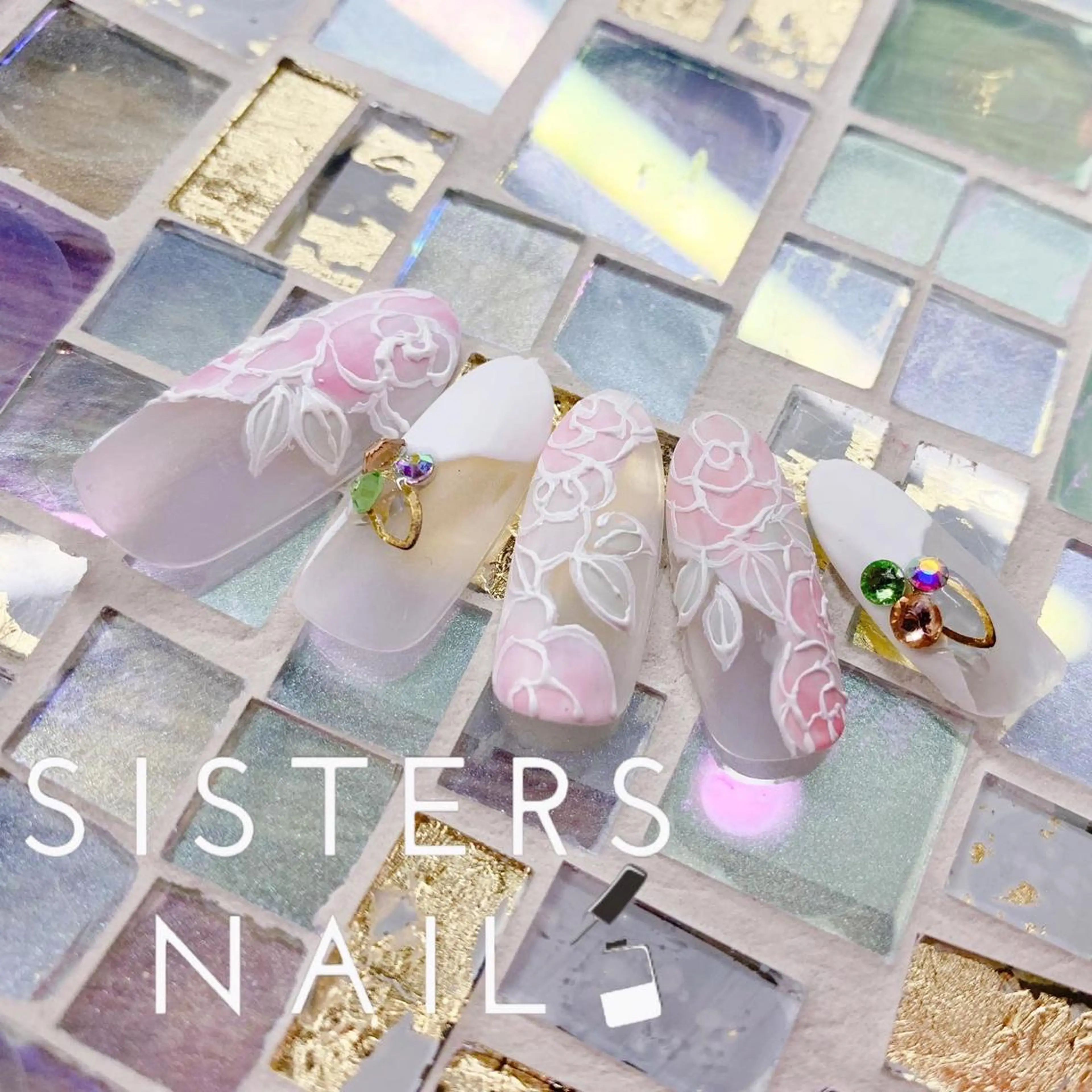 ネイル アートネイル フラワーネイル フレンチネイル マットネイル 春ネイル ハンドネイル ハンドケア sisters nail.fのネイルデザイン