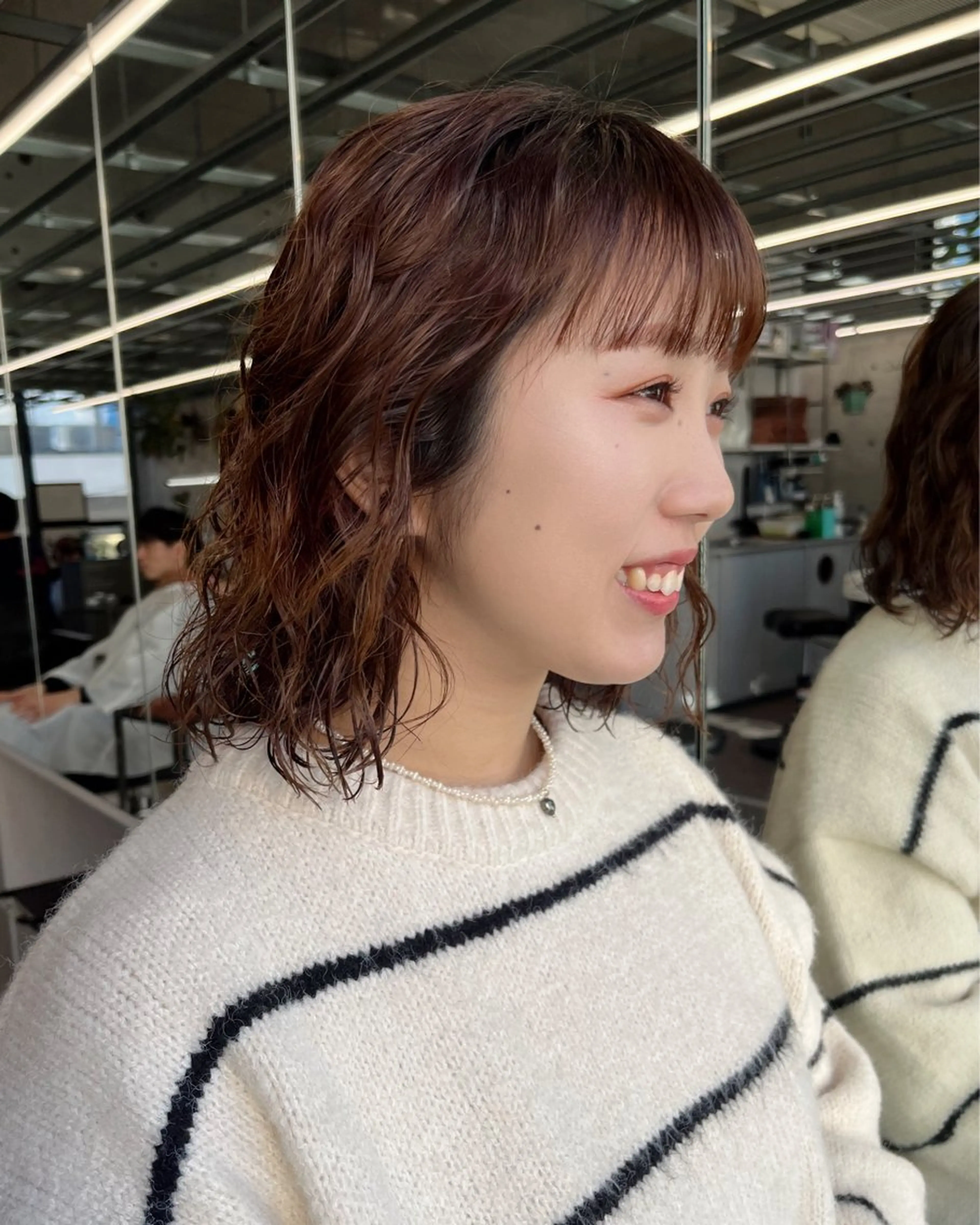 ミディアム パーマ カット パーマ ダブルカラー/ ケアブリーチ/クニトのヘアスタイル