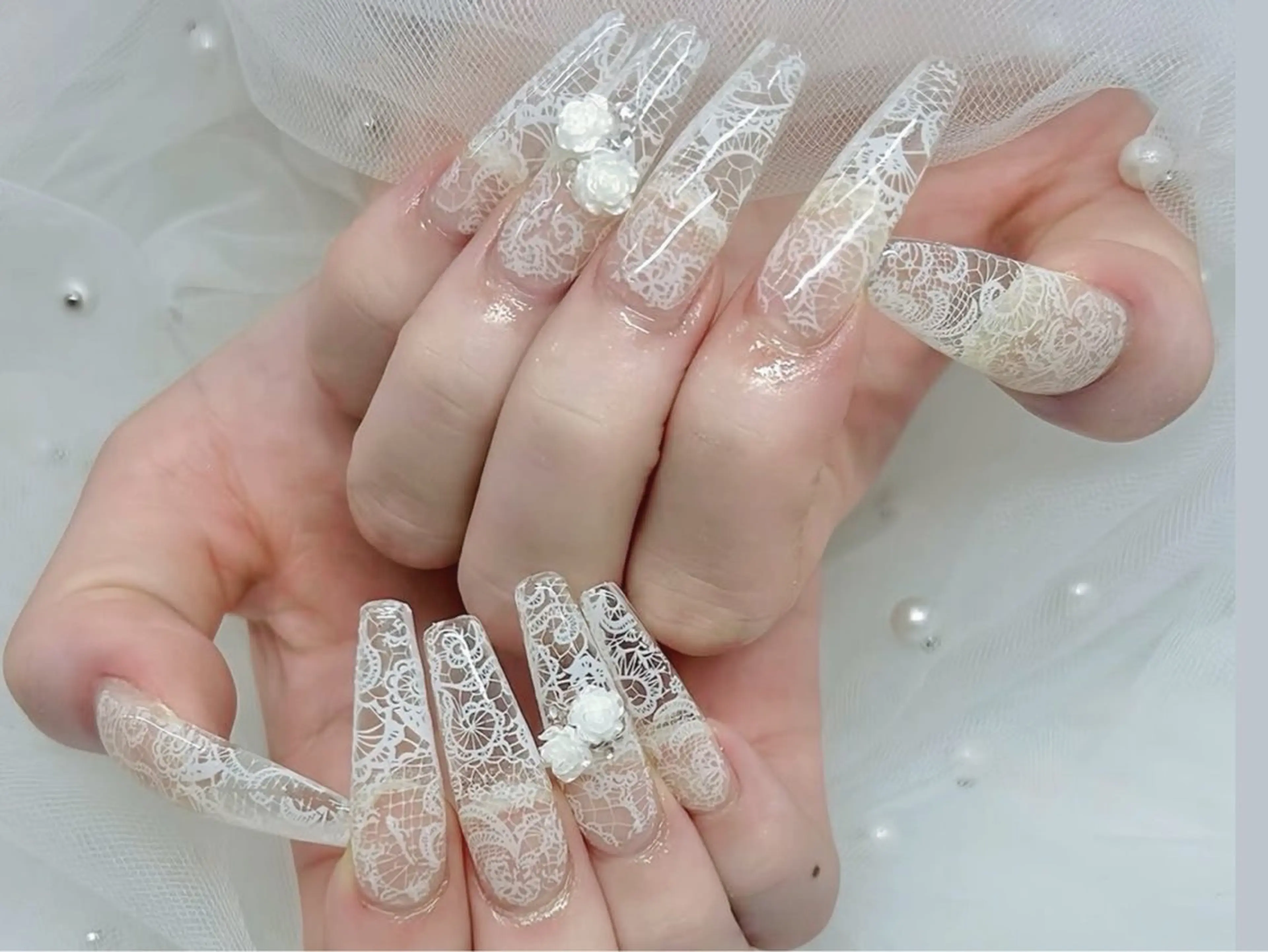 ロング 韓国風ヘア ハンドネイル NOA NAILのネイルデザイン