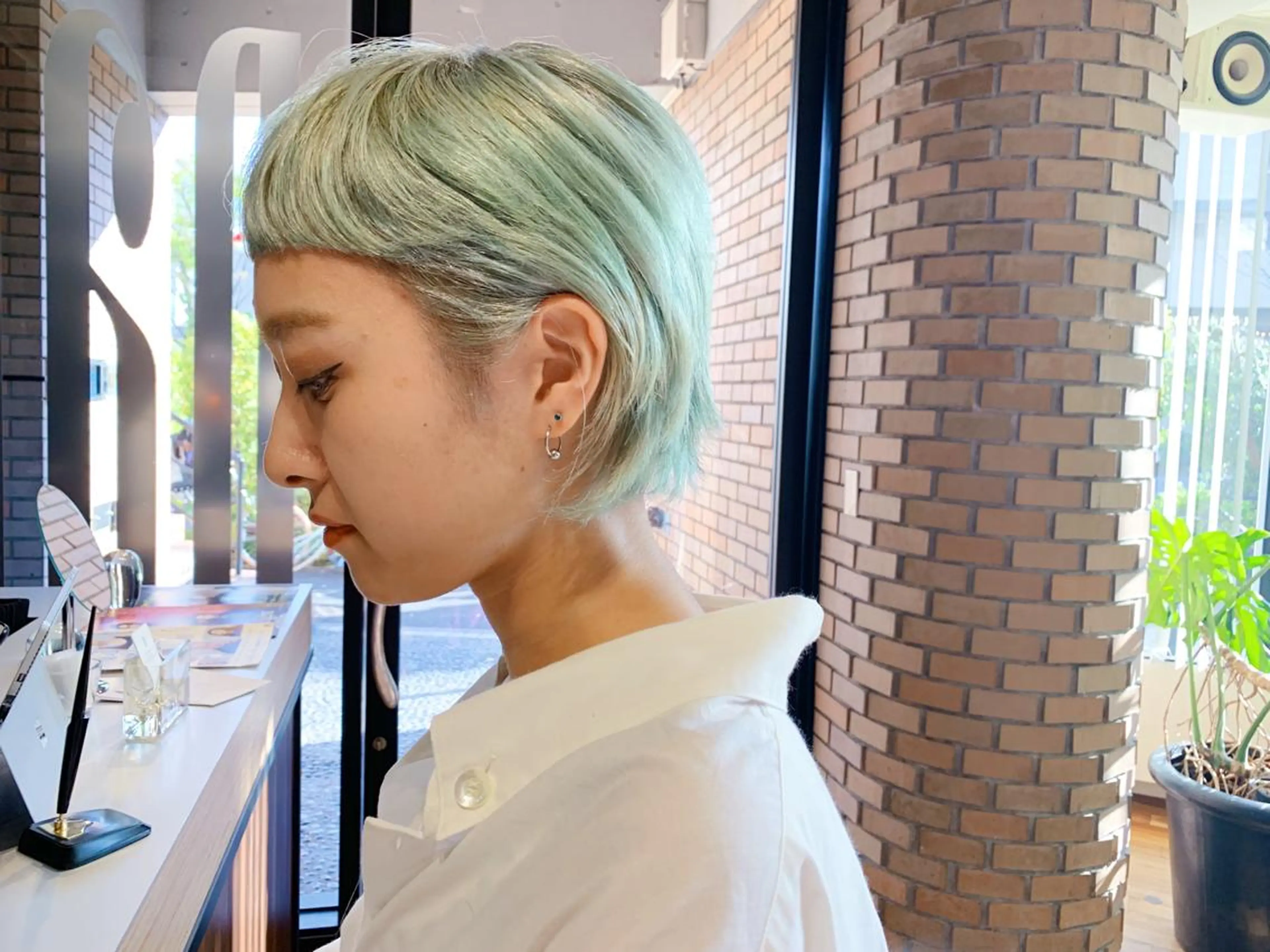 ショート カラー ミント ミントグリーン カット ヘアカラー トリートメント ヘアセット ブリーチカラーNo. 1🌈 RYOGAのヘアスタイル
