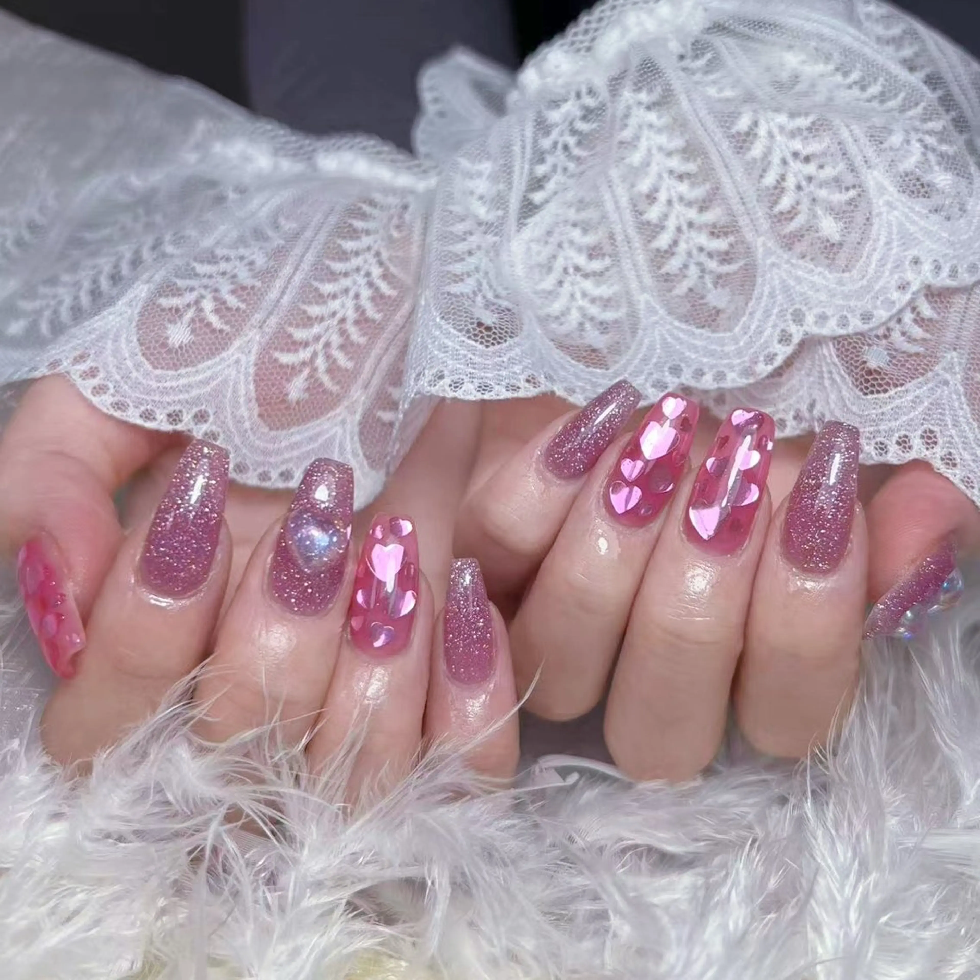 セミロング ハンドネイル DIAMOND Nail☁️のネイルデザイン