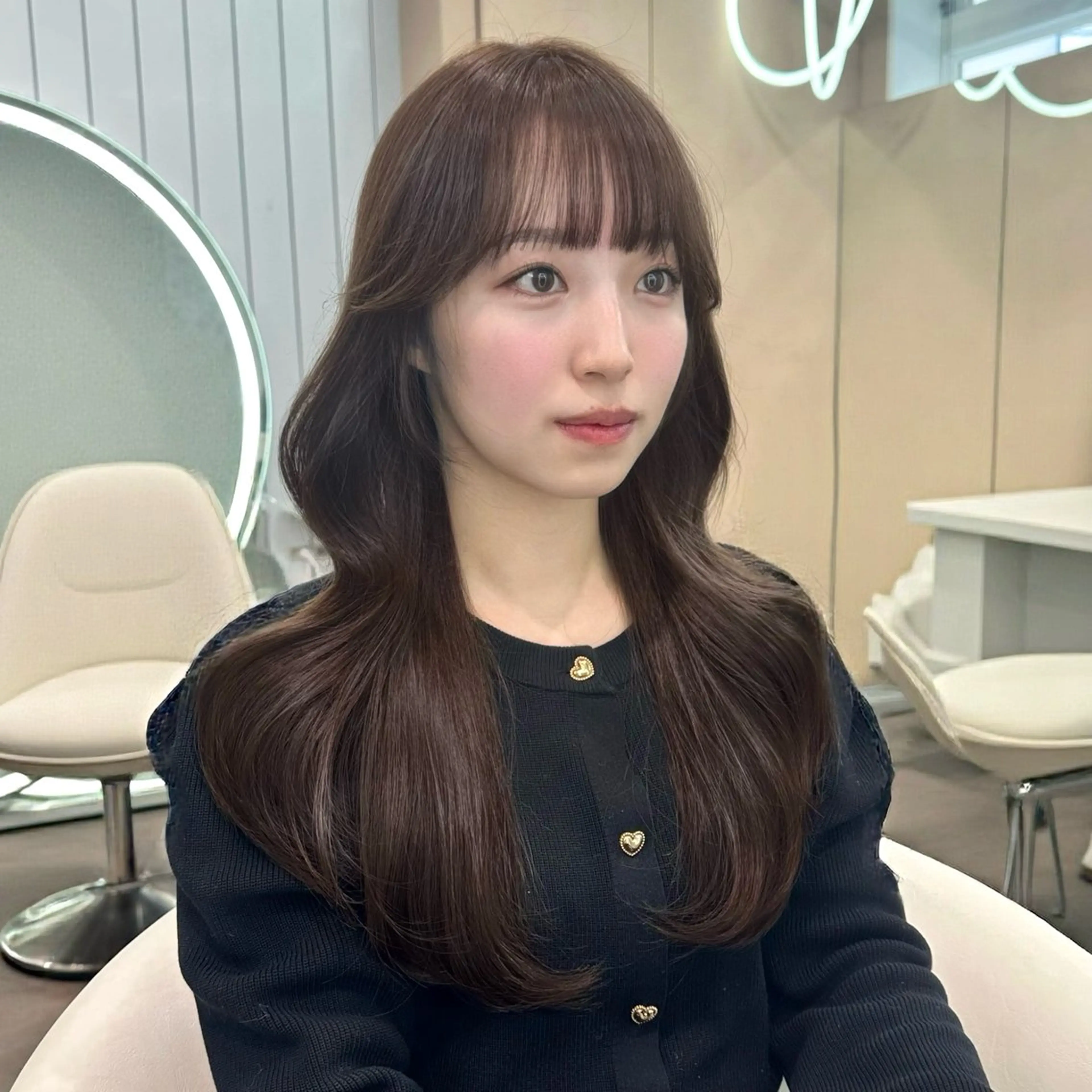 ミディアム カット ヘアカラー トリートメント ブリーチなしW🎀 髪質改善/はのんのヘアスタイル