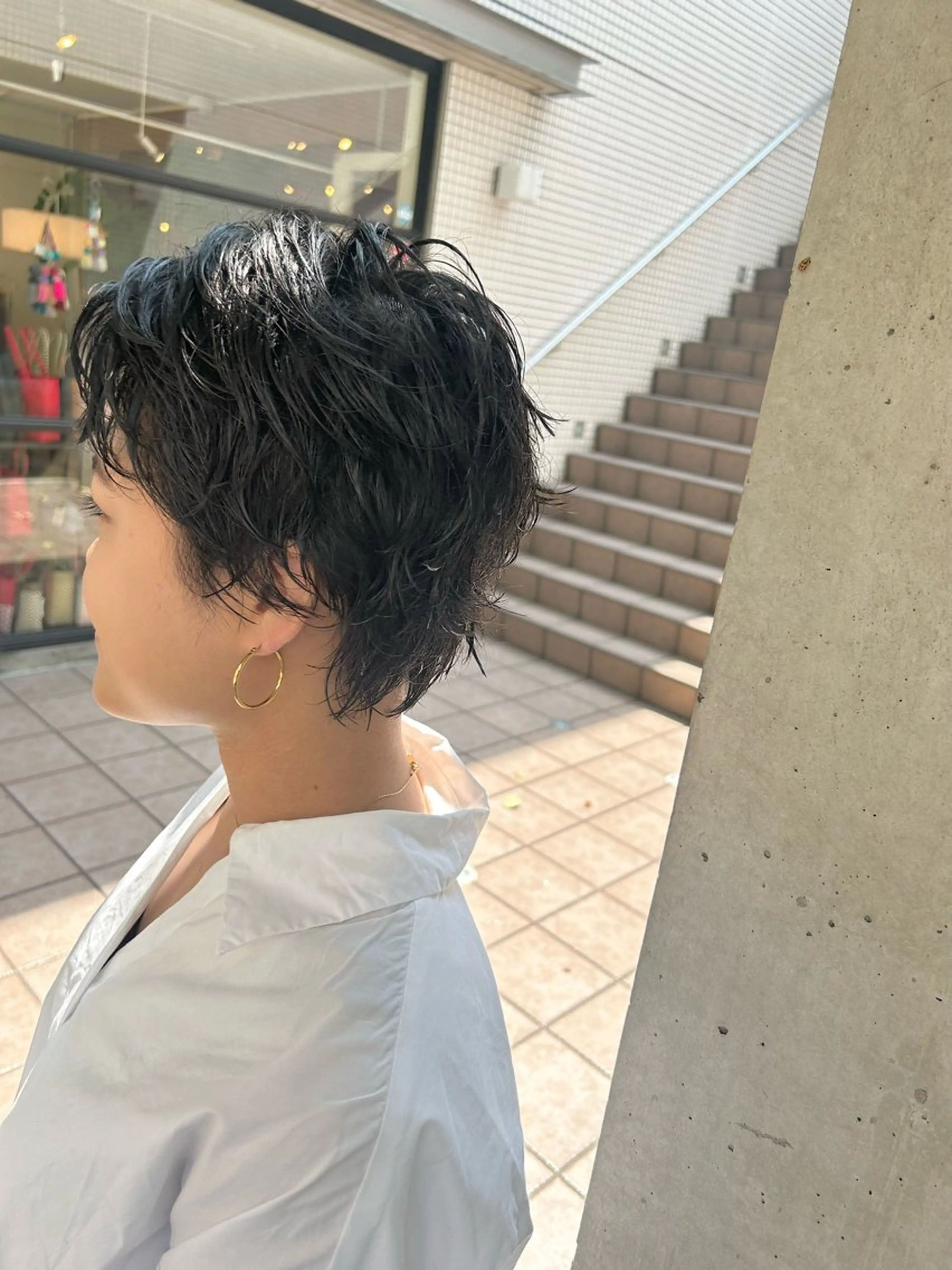 ショート パーマ ハイライトカラー/シ ョート/佐々木恵のヘアスタイル