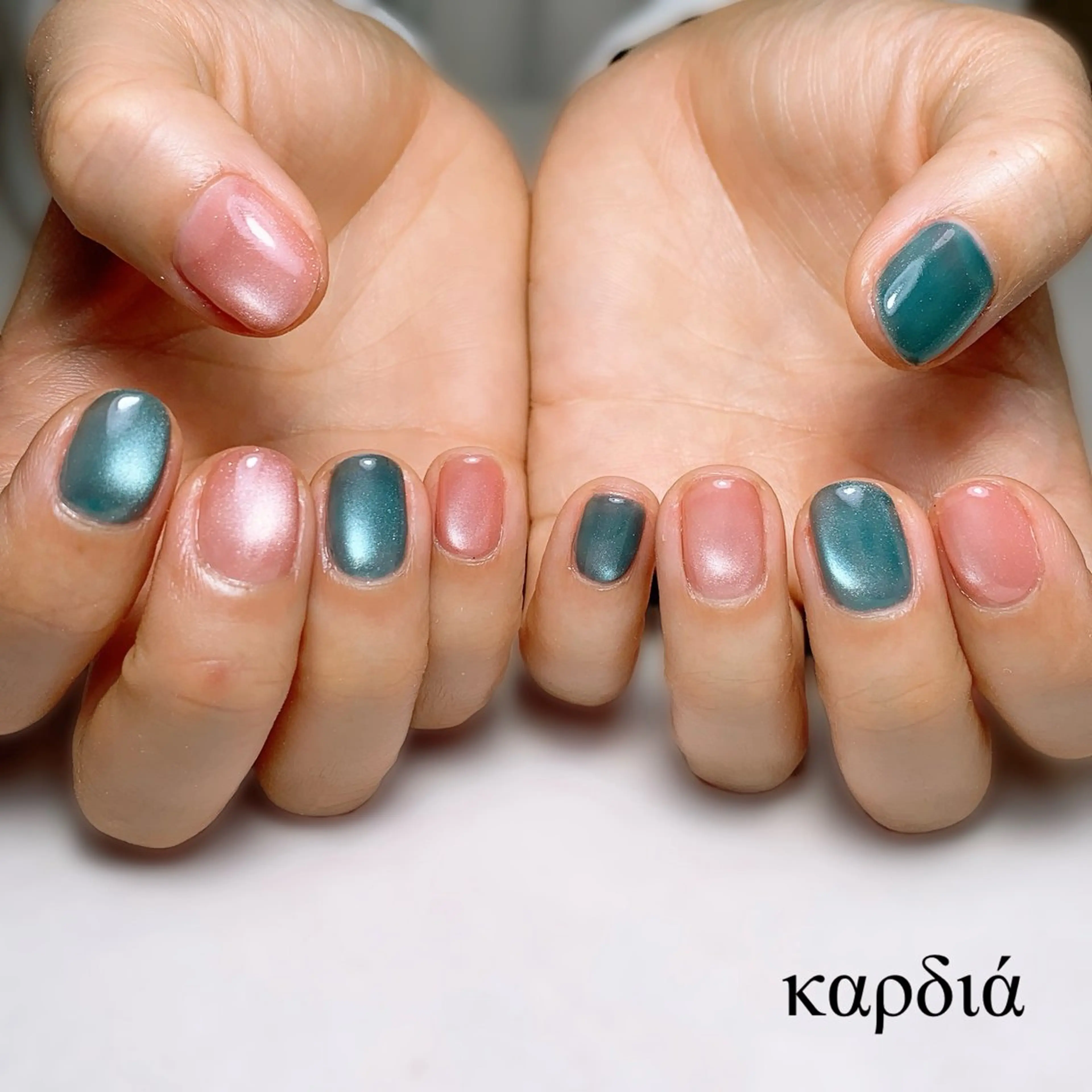 ネイル ハンドネイル καρδιά -ｶﾙﾃﾞｨｱ-のネイルデザイン