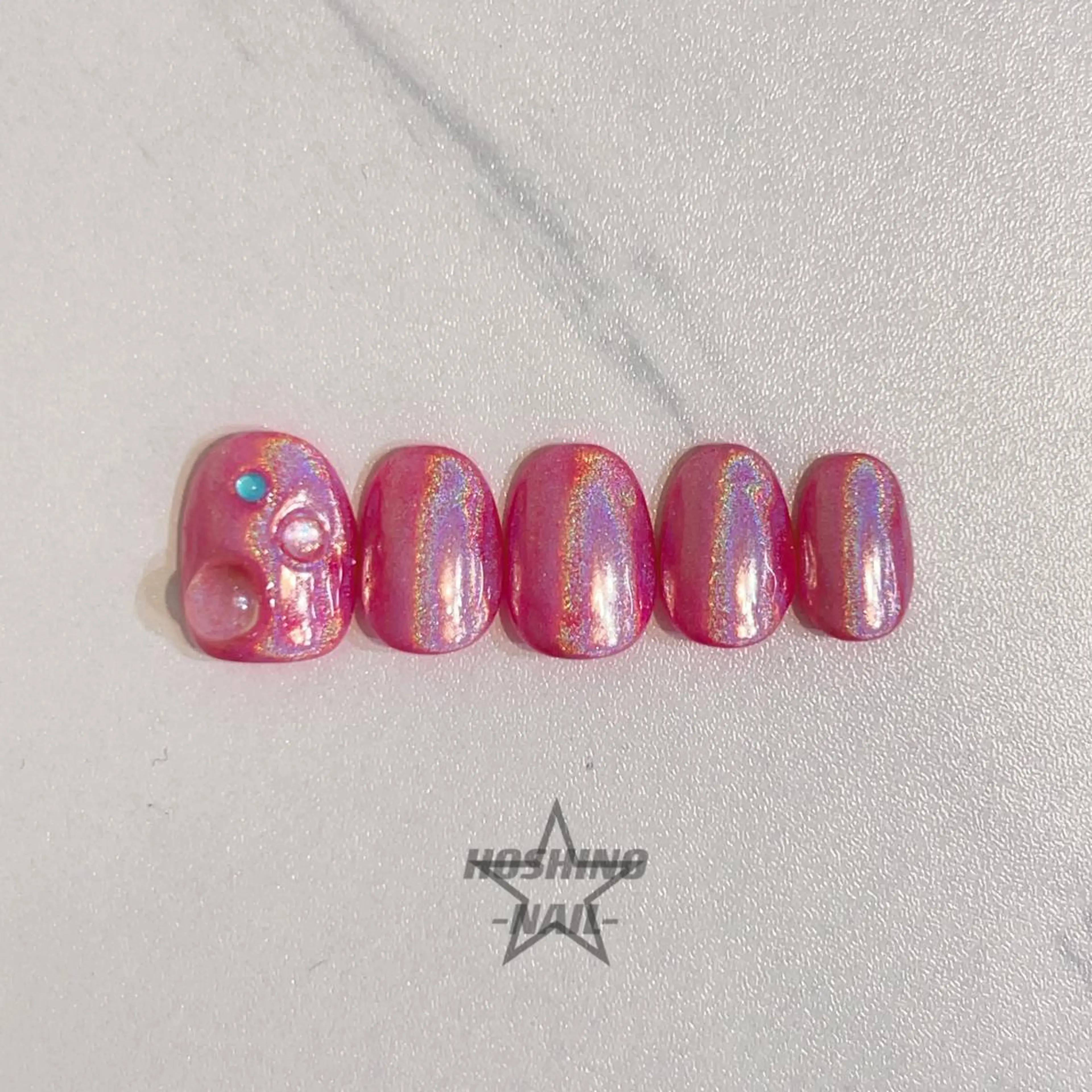 メンズ ネイル ミラーネイル ピンク ハンドネイル ★HOSHINO NAIL★新宿店のネイルデザイン