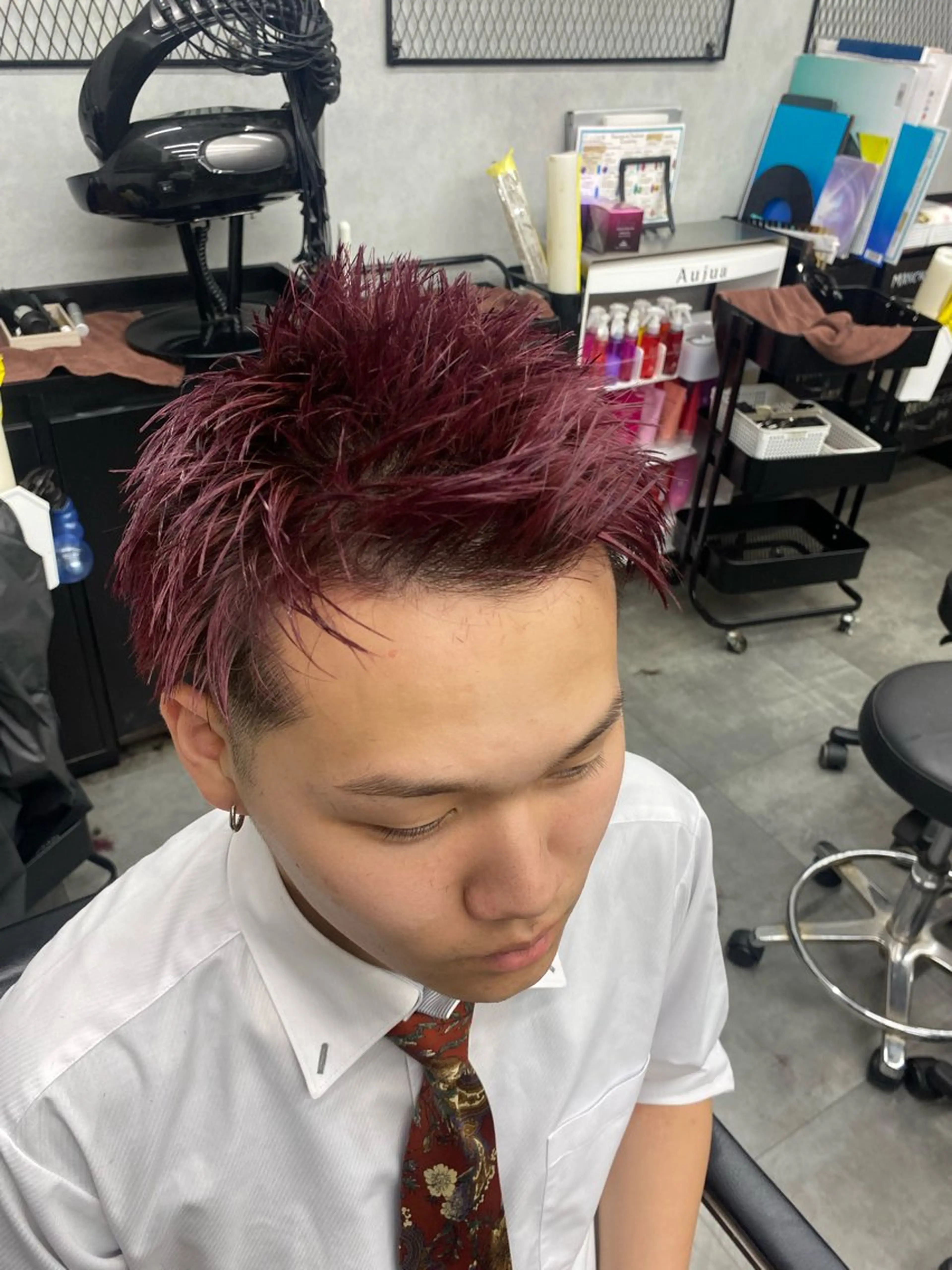 カラー メンズ メンズブリーチ センターパート メンズハイライト メンズハイトーン マッシュウルフ カット ヘアカラー 森田/メンズ⚔️/ 縮毛矯正💕/北千住のヘアスタイル