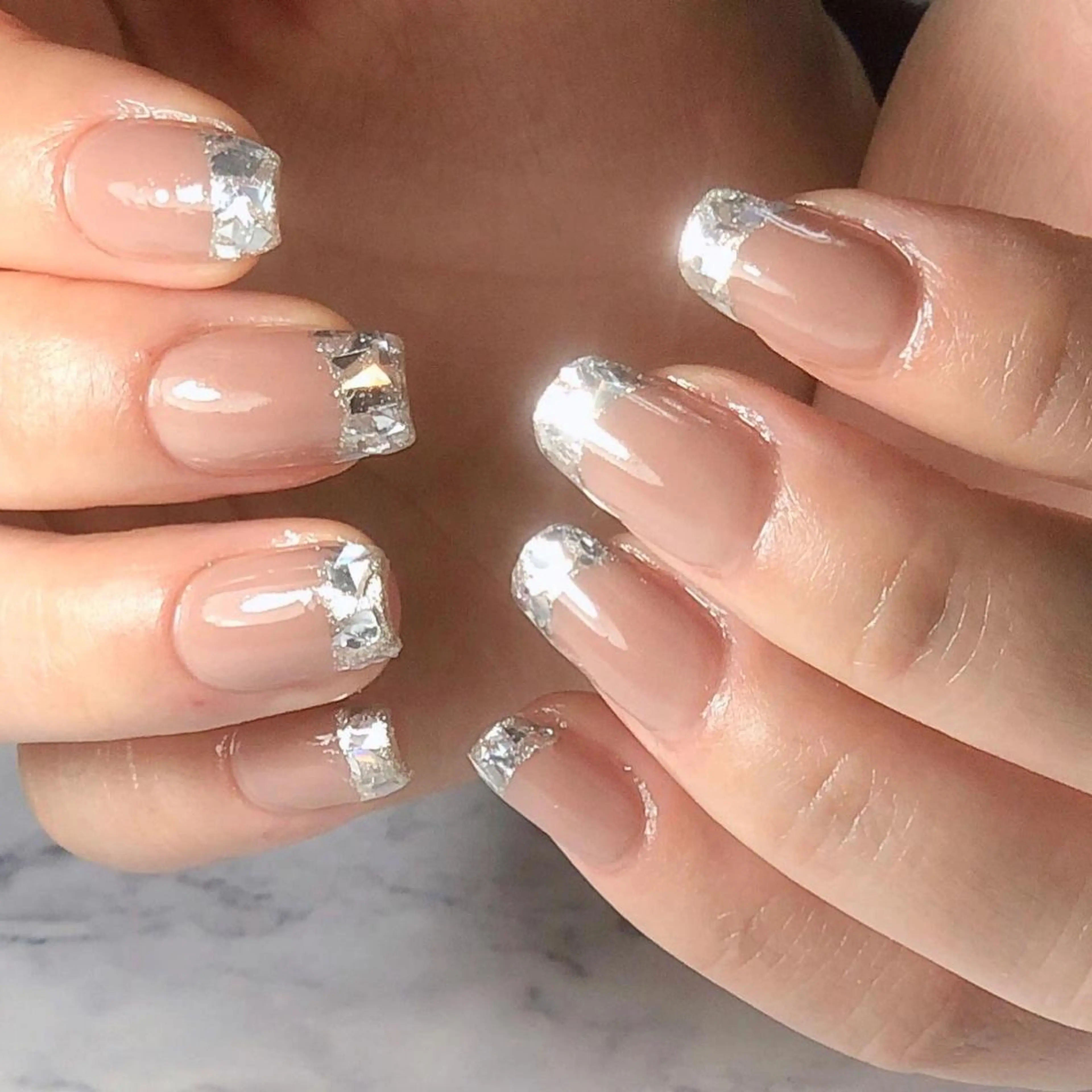 ネイル アートネイル フレンチネイル ジェルネイル ガラスフレンチ ワンカラーネイル 辻野 和枝のネイルデザイン