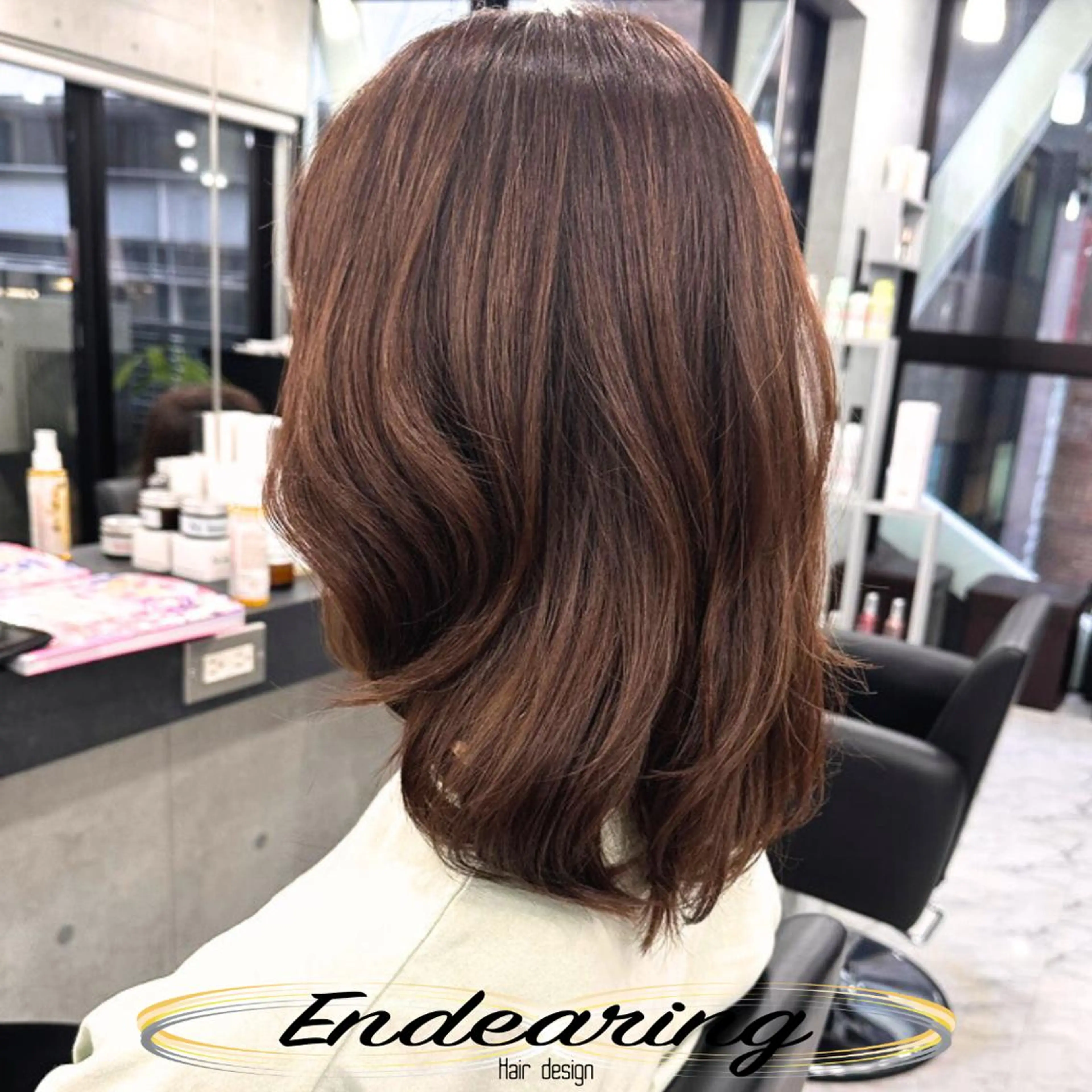 ミディアム ボブ 小顔カット カット ヘアカラー Endearing 銀座/レイヤーカットのヘアスタイル