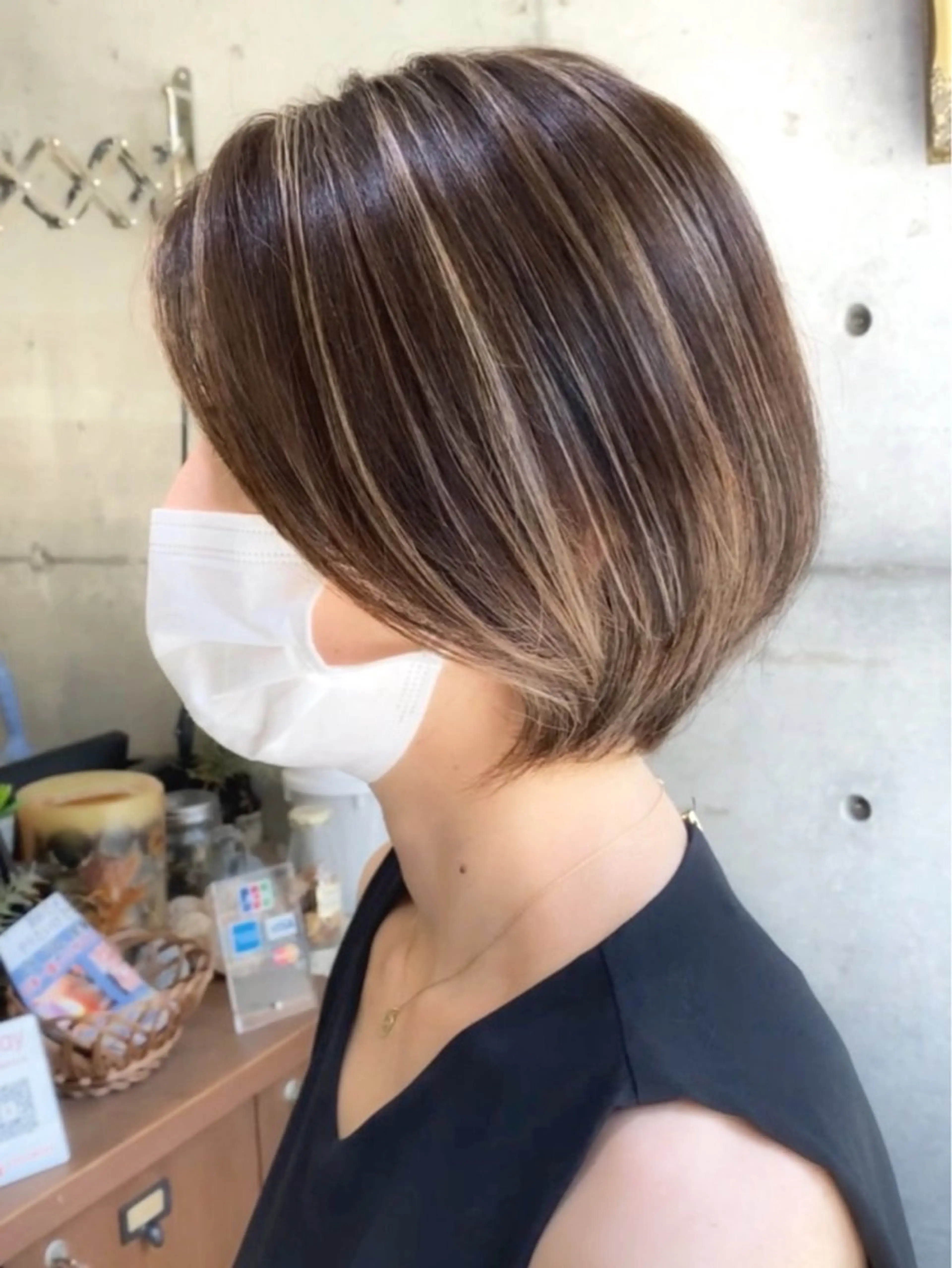ショート カラー ショートボブ ハイライトカラー ボブ ハイライト ショートヘア ショート/ハイライト /白髪ぼかし🌿松本のヘアスタイル