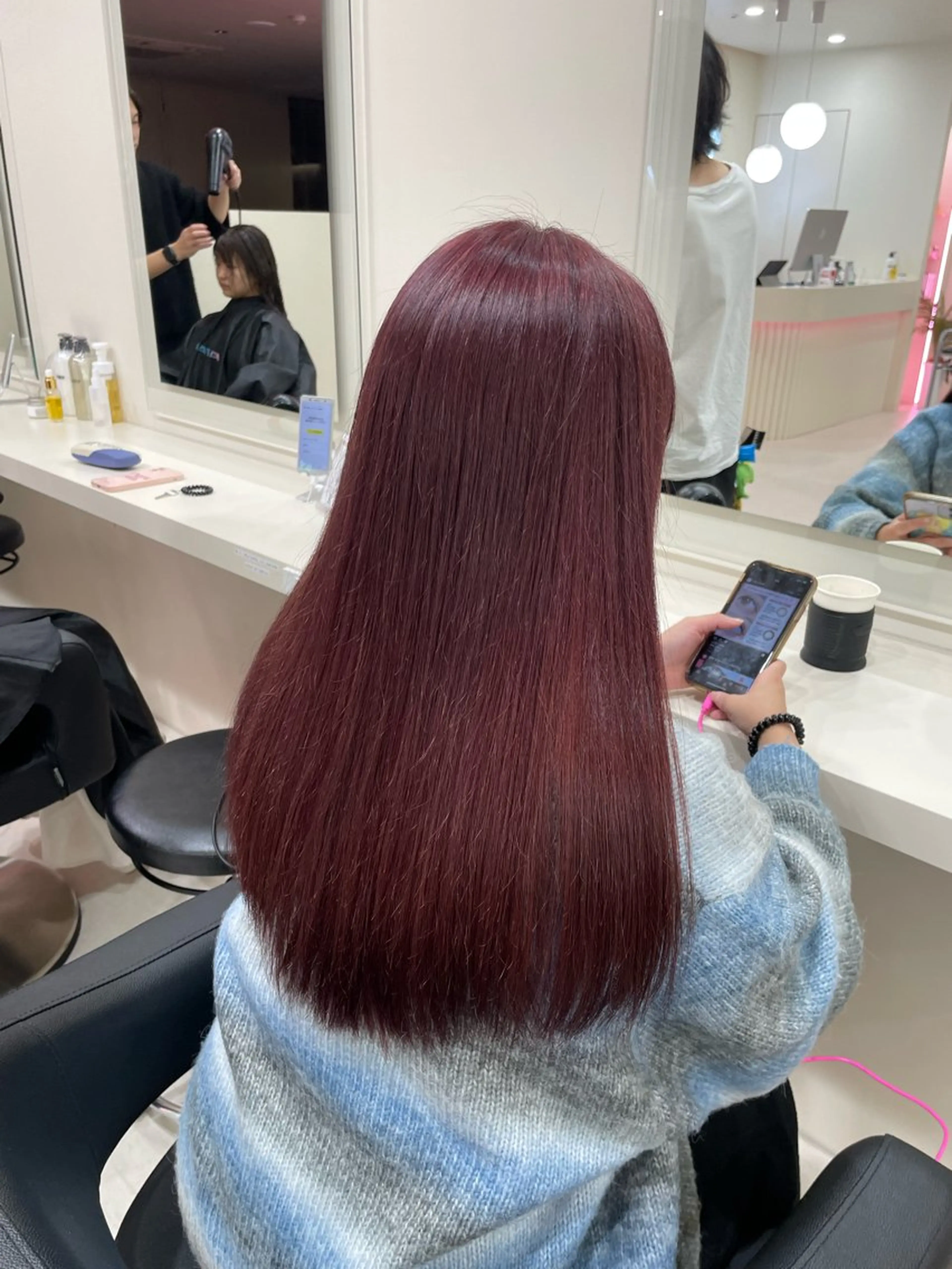 カラー 🤎🎀ブリーチなし ピンクラベンダー🧸のヘアスタイル