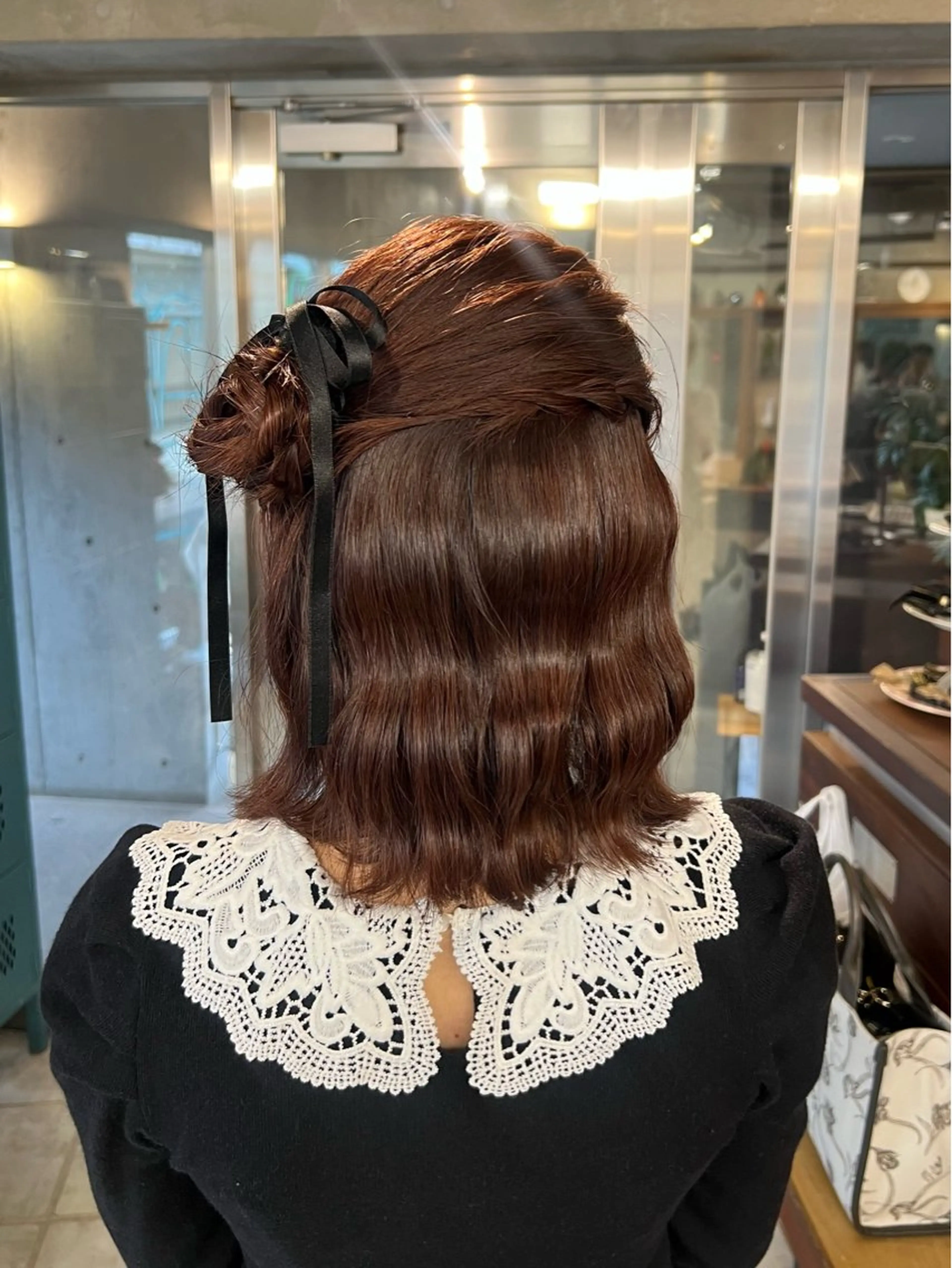 ショート ヘアアレンジ ボブ ヘアセット 土田かほ/本日🈳 透明感カラー🍃のヘアスタイル