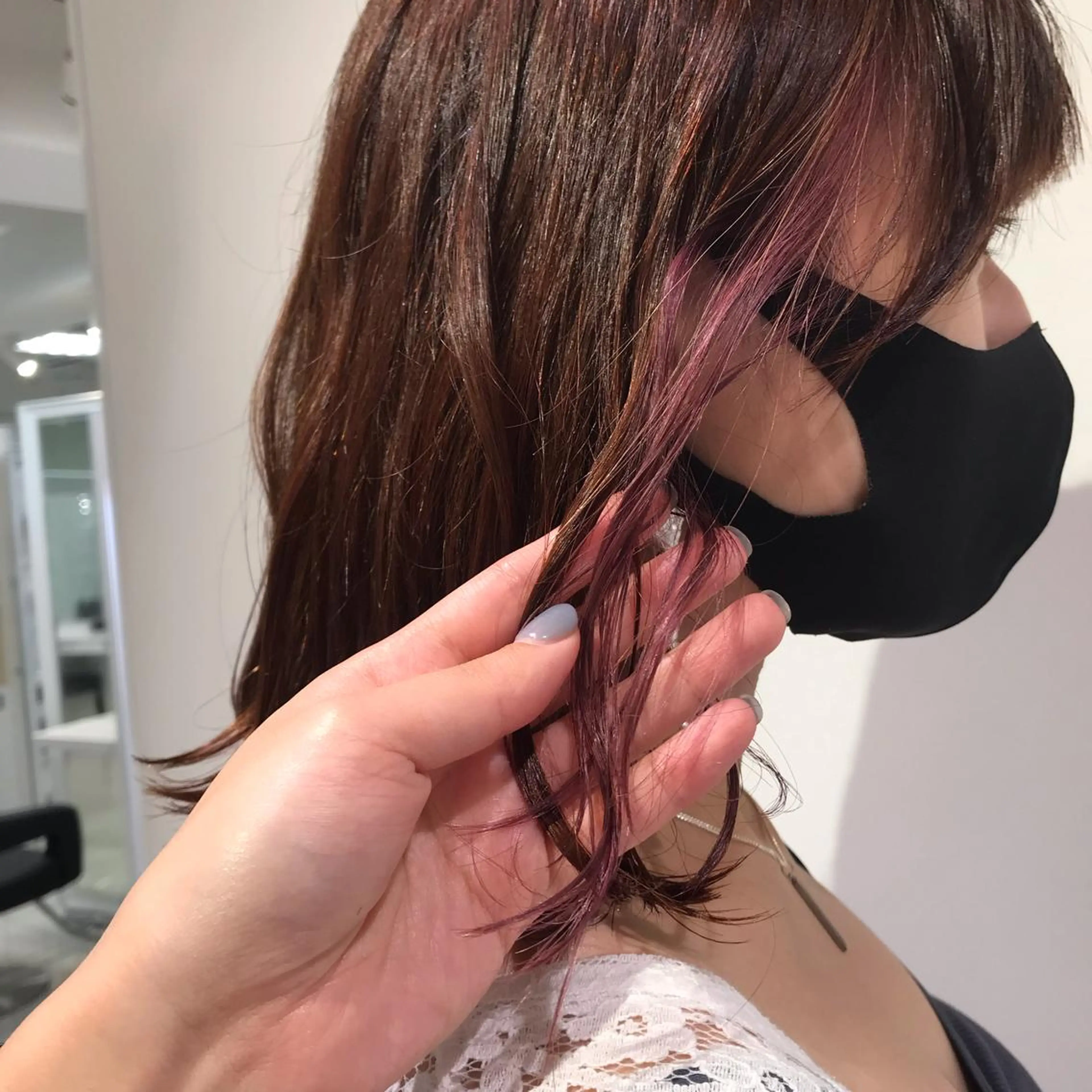 ミディアム カラー ブリーチ ピンクカラー ヘアカラー トリートメント 暖色カラー🌹 中山由梨のヘアスタイル