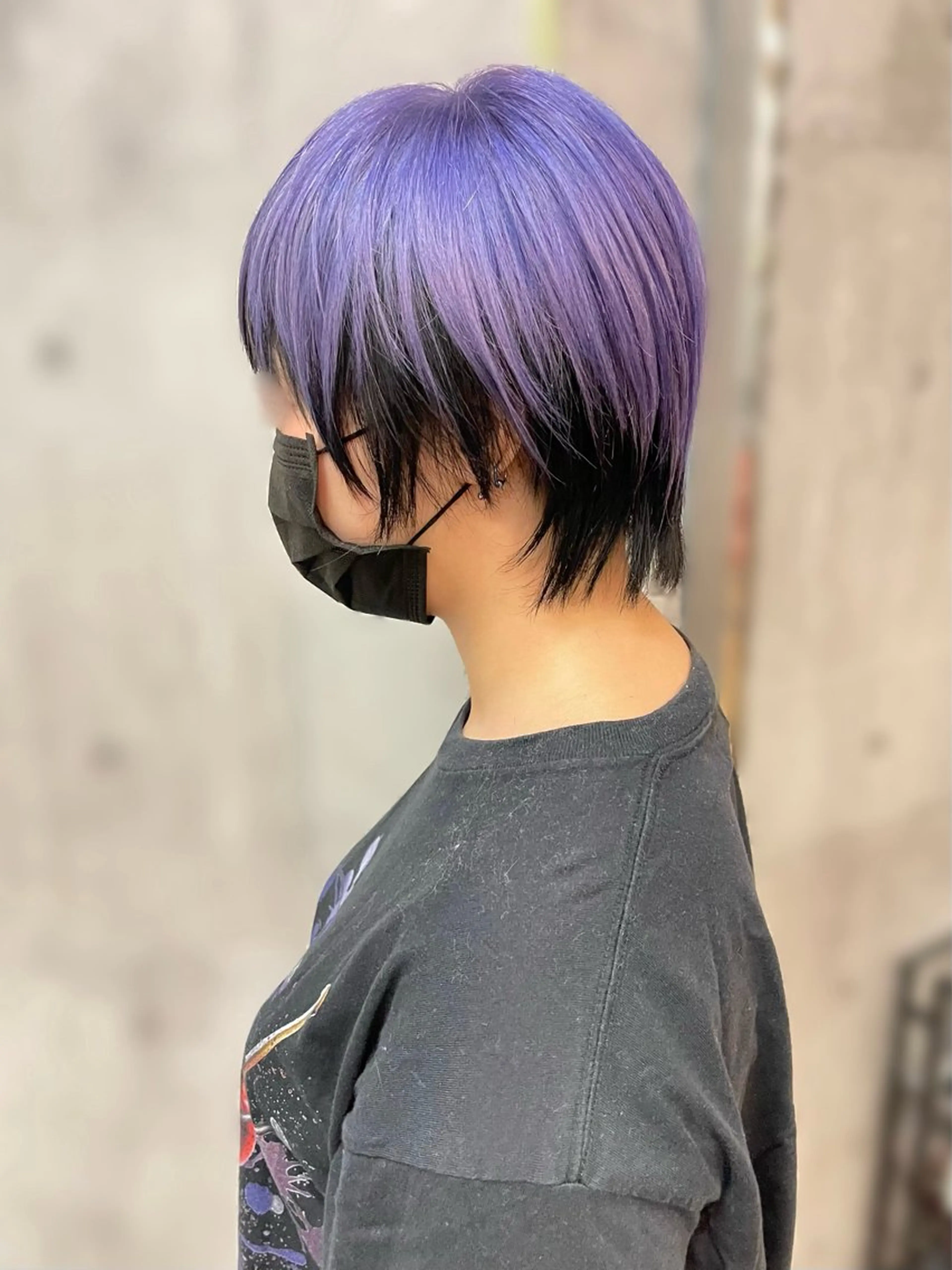 ショート カラー ブリーチ パープルカラー ウルフカット ヘアカラー 🫧瑠青/ダメージレ スイルミナカラー🫧のヘアスタイル