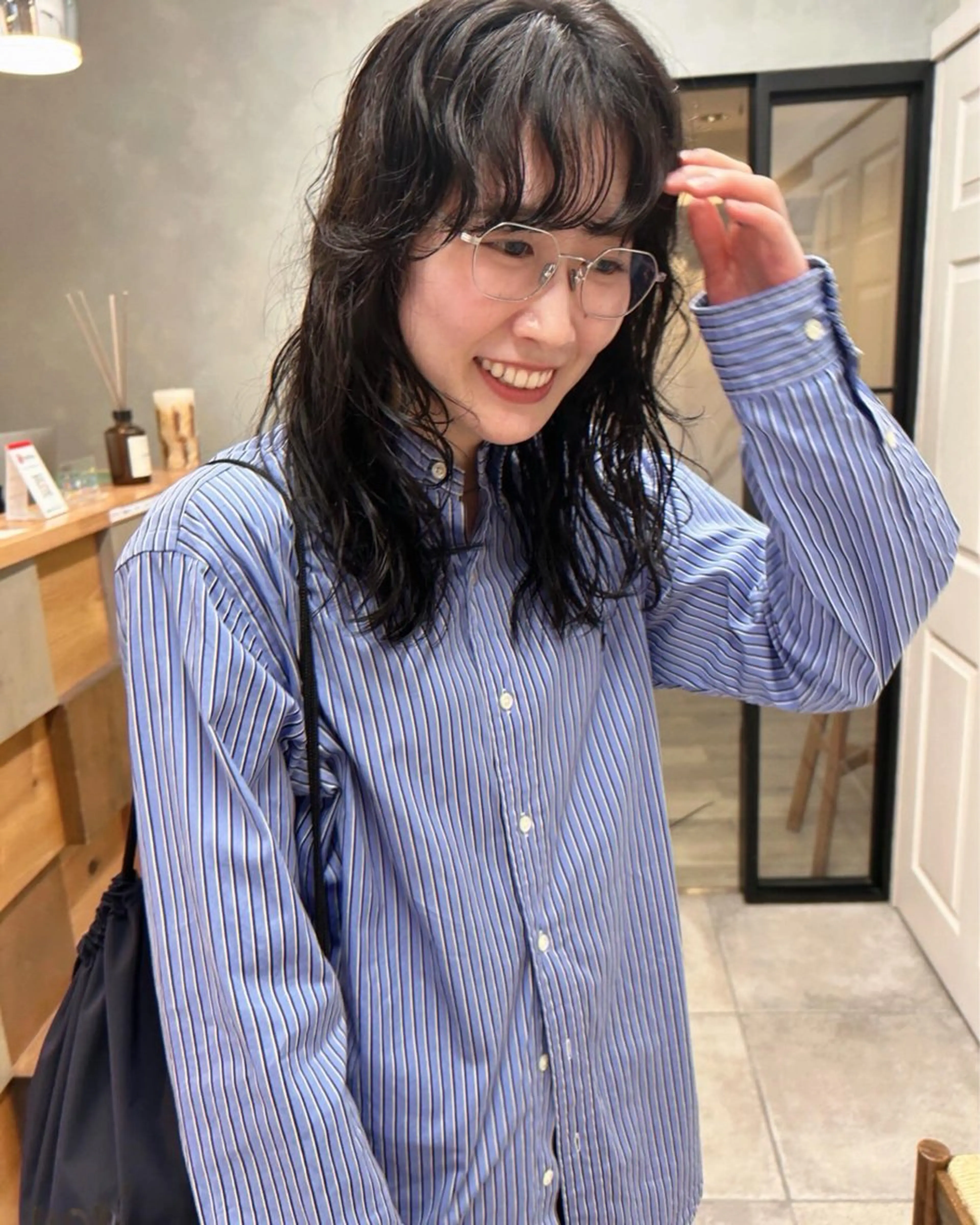 セミロング カラー カット パーマ トリートメント rena ✶伏見/顔周りカットのヘアスタイル