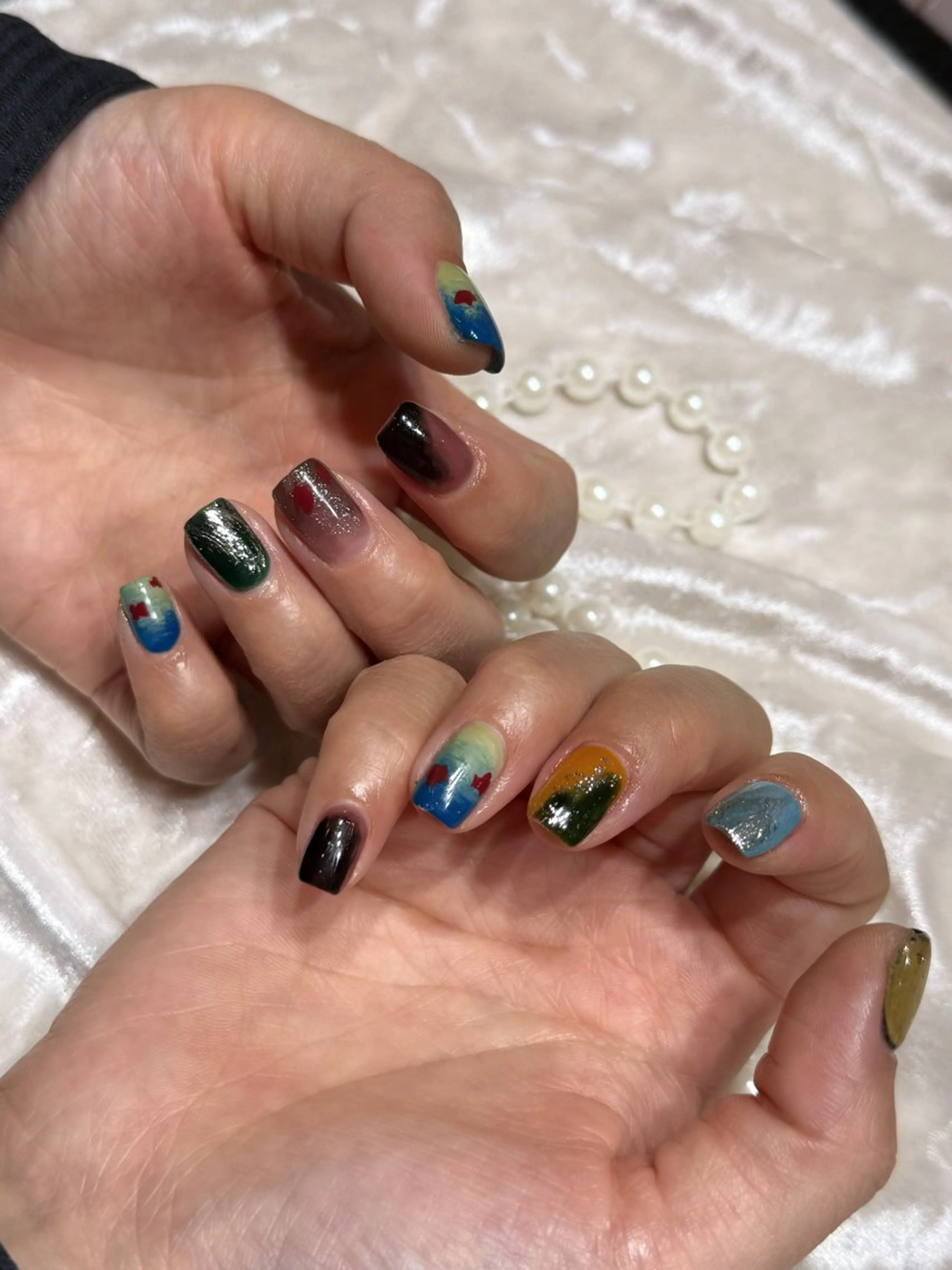 ネイル アートネイル フットネイル ジェルネイル ハート マグネットネイル Babarla Nailのネイルデザイン