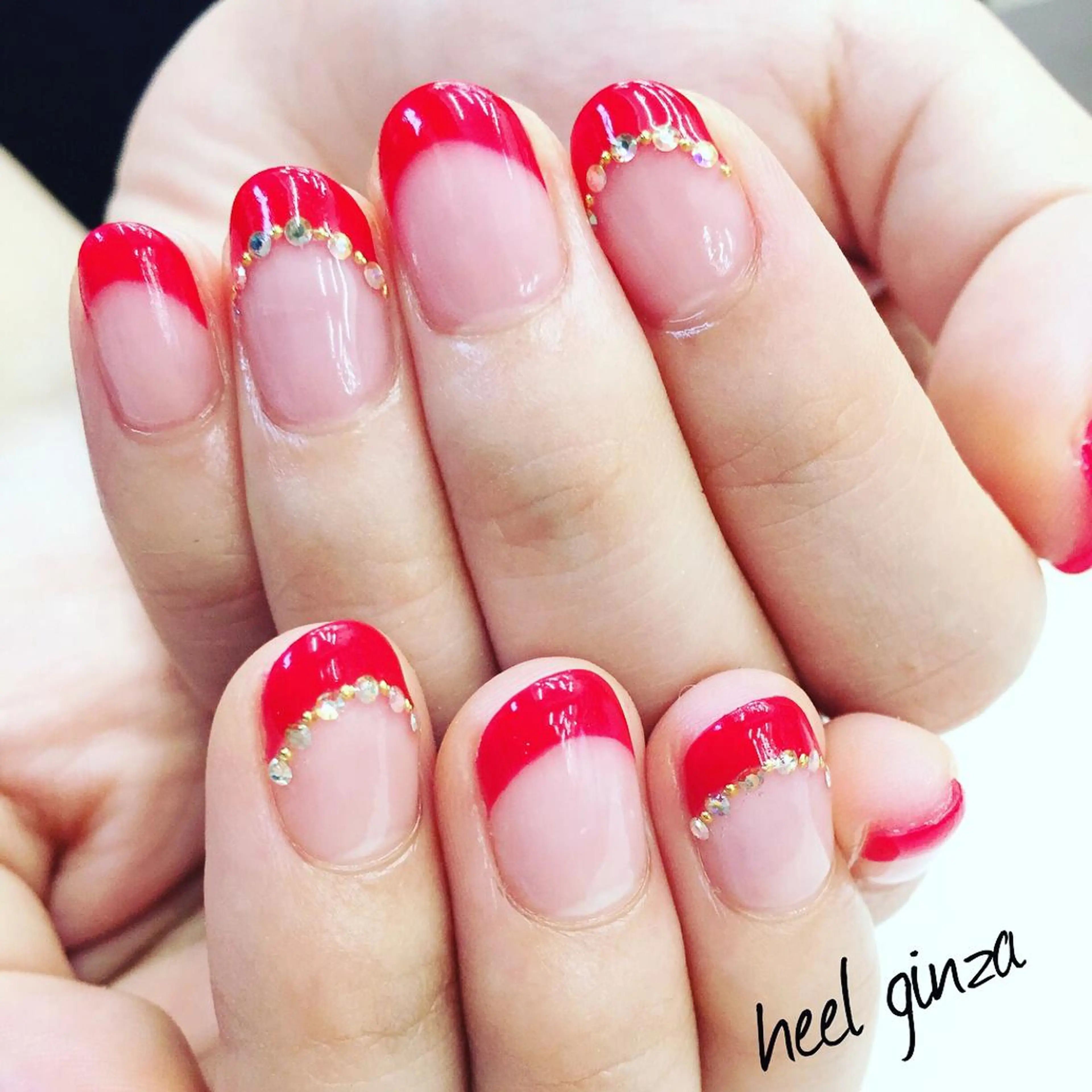 ネイル フレンチネイル 赤色 miel nailのネイルデザイン