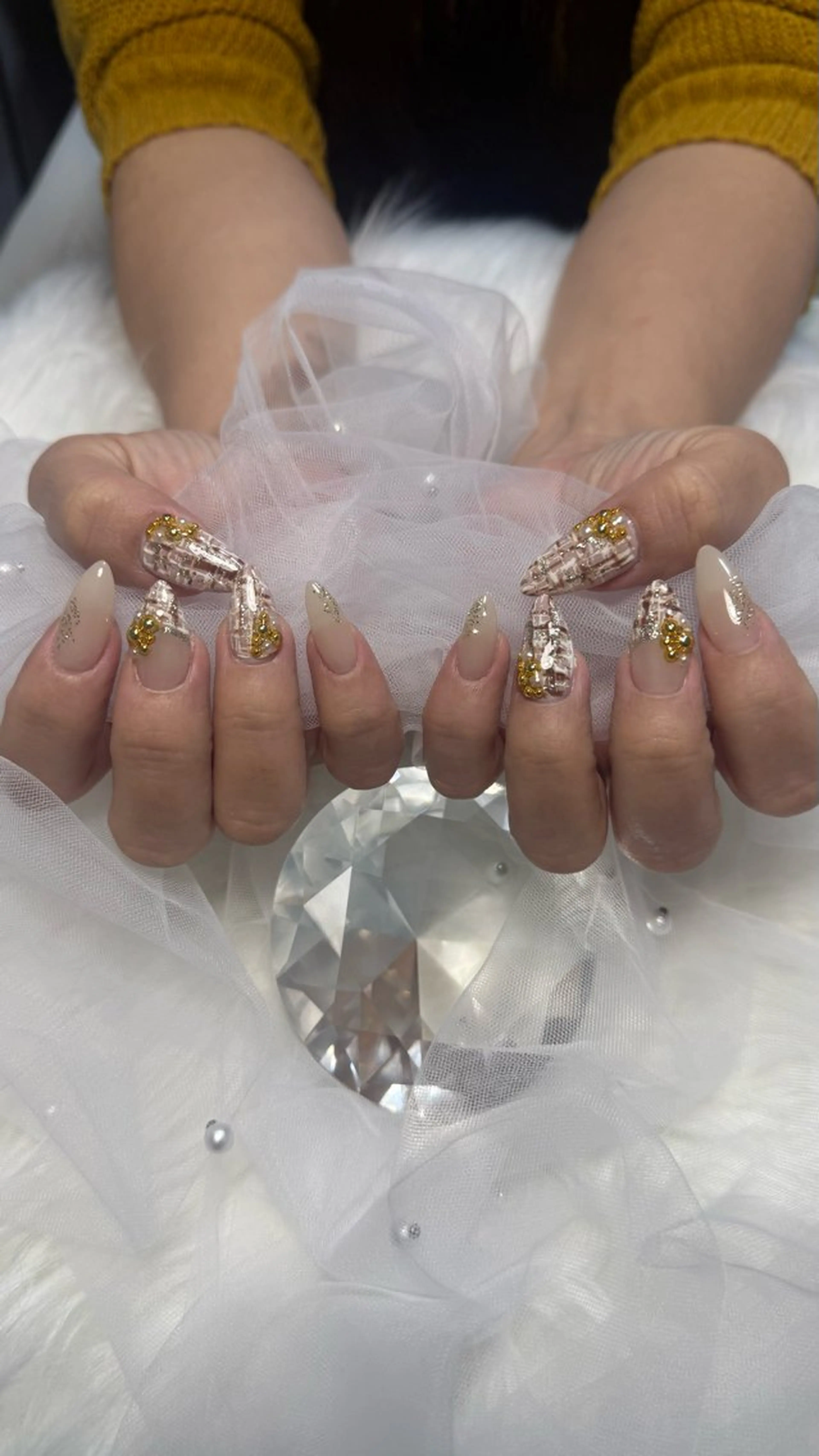 ネイル ツイードネイル 冬ネイル ハンドネイル Kirari所属・uru nail/ 本部町/Kirariのネイルデザイン