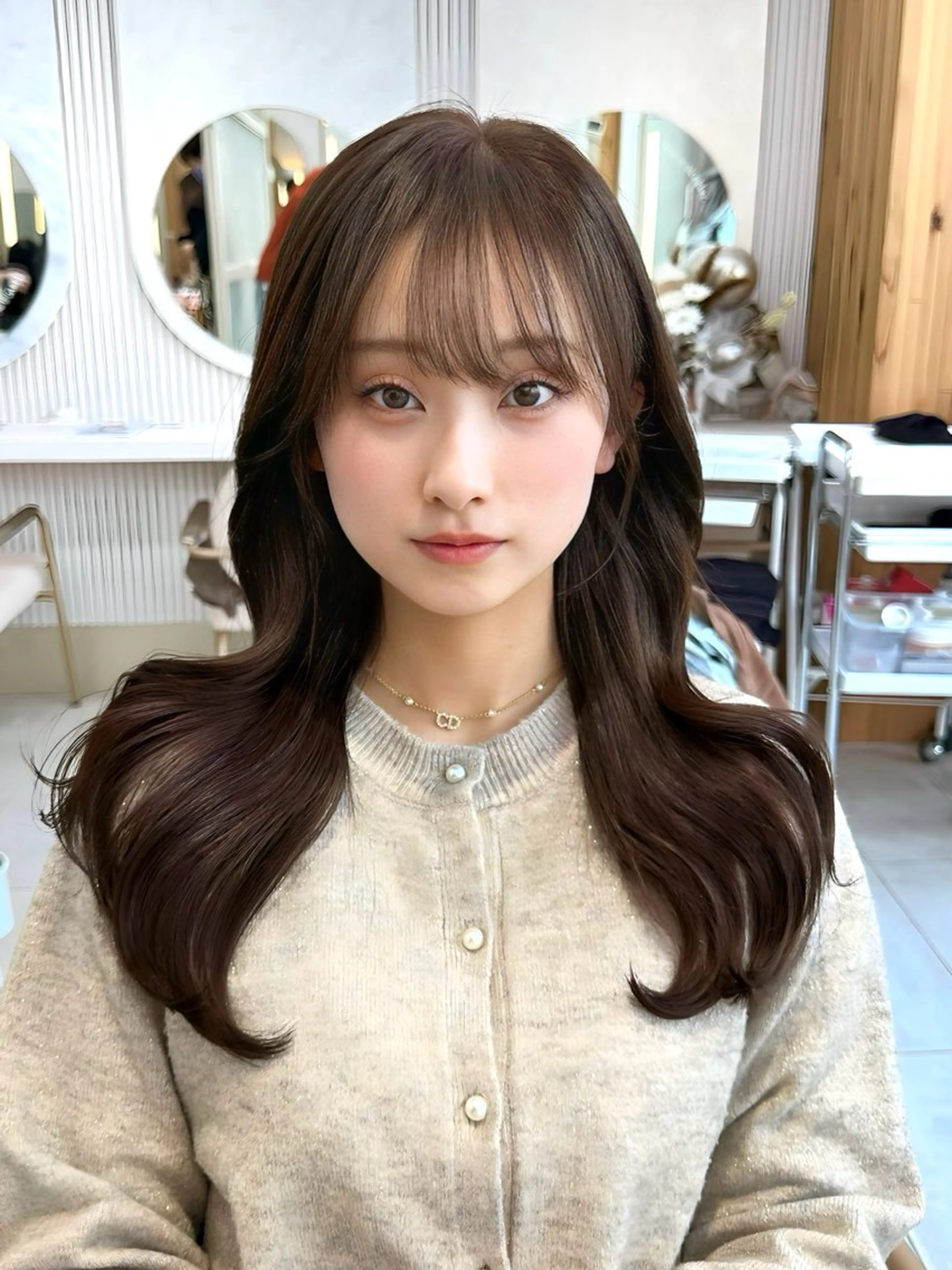 ミディアム カラー 顔周りカット レイヤーカット カット ヘアカラー トリートメント 顔周り特化/韓国ヘア /レイヤー/吉野幸大のヘアスタイル