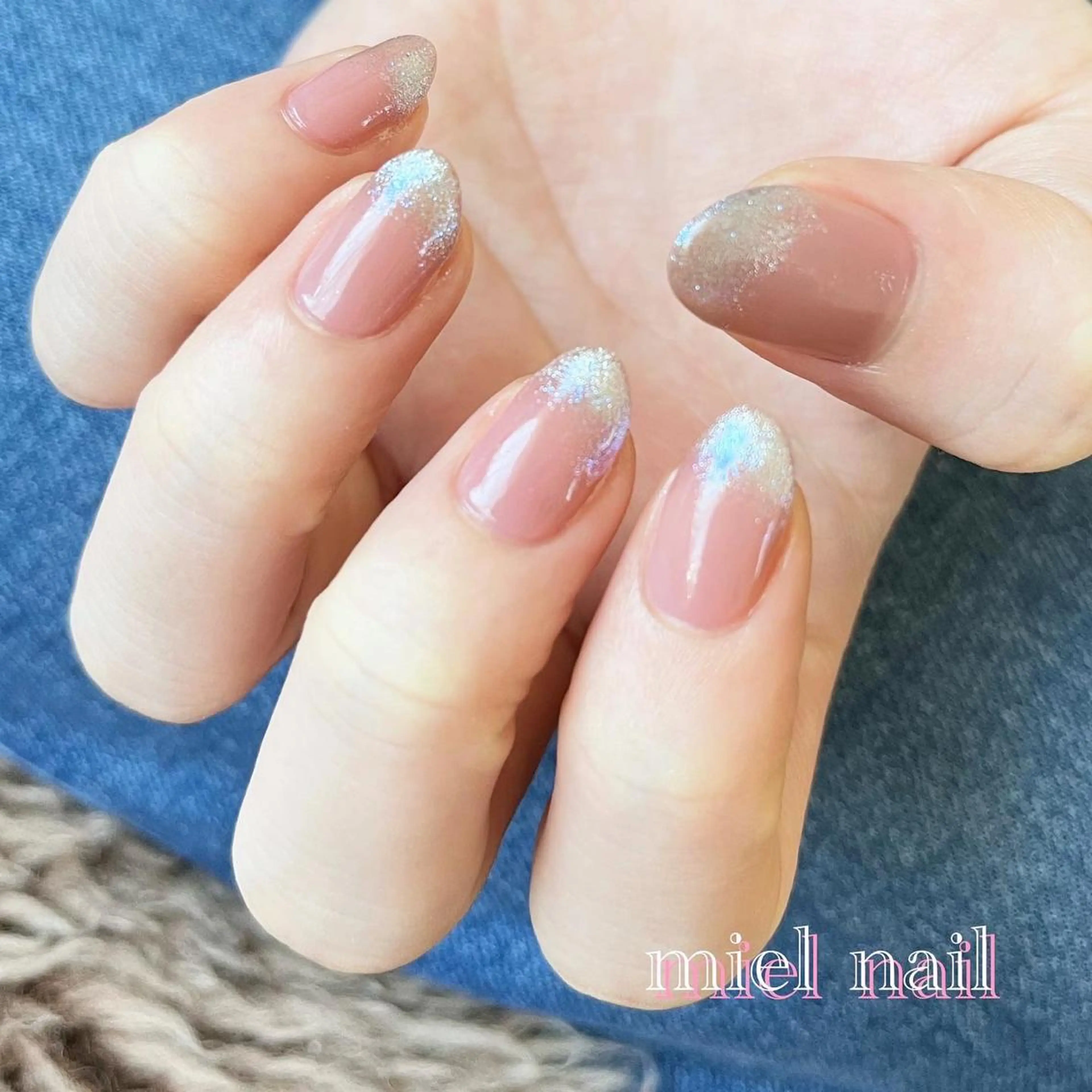 ネイル フレンチネイル マグネットネイル マグネットフレンチ シンプルネイル 春ネイル miel nailのネイルデザイン