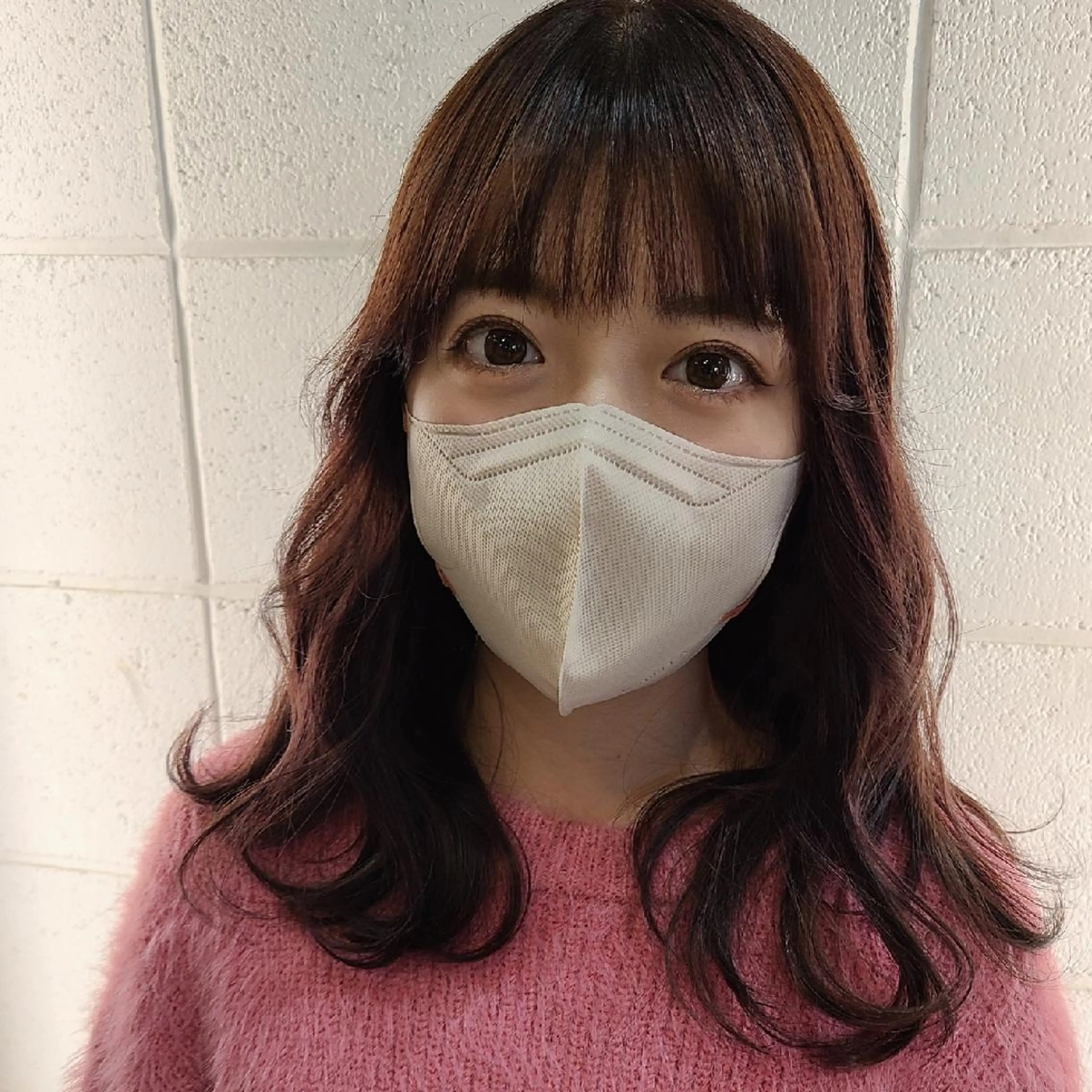 セミロング カラー ブラウンカラー ピンクカラー ピンクブラウン 似合わせカット 西田 理沙のヘアスタイル