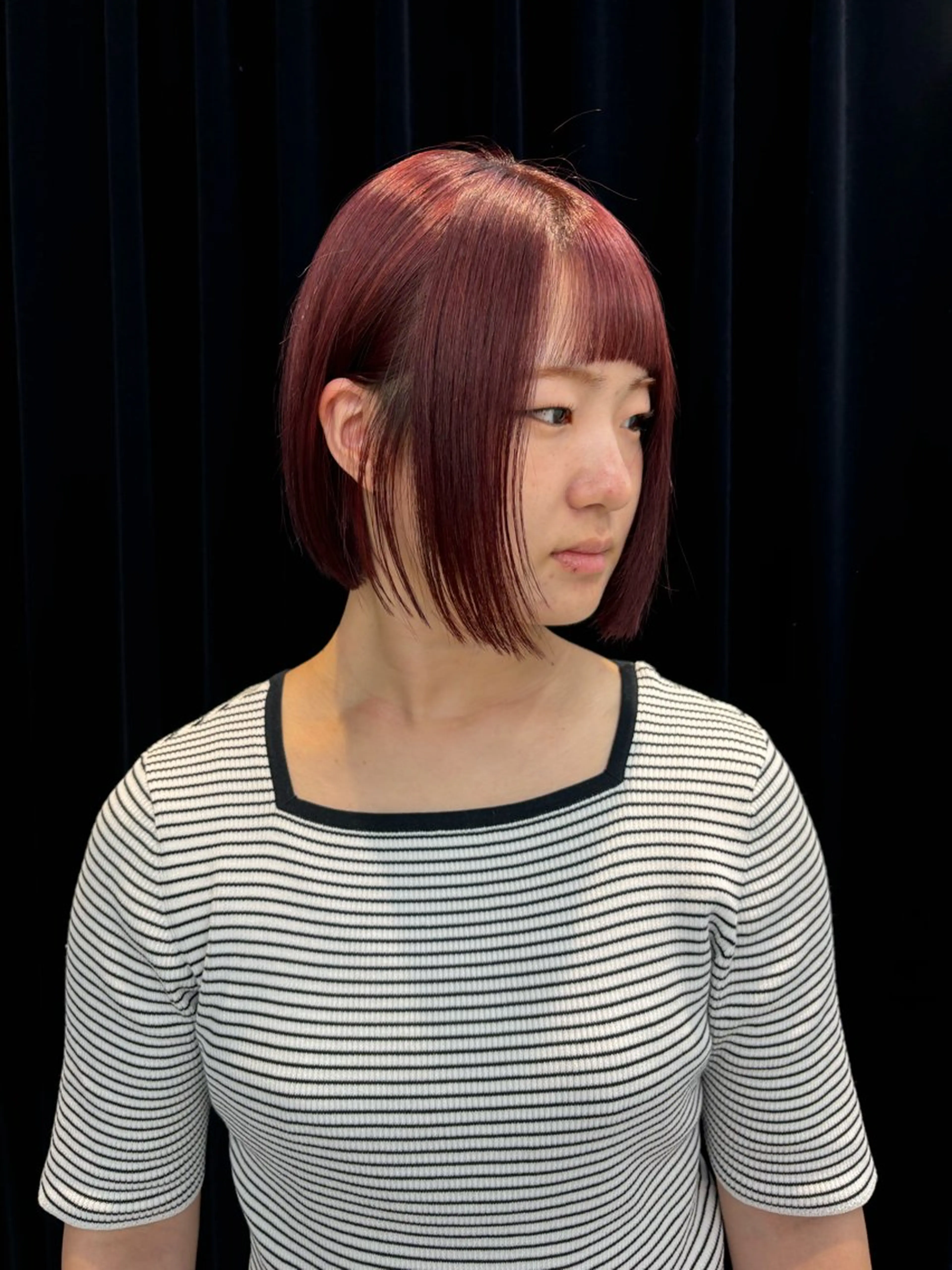 ミディアム カラー ヘアアレンジ レッドカラー カット ヘアカラー 夕羽夢🍓矢場/ 透明感カラーのヘアスタイル