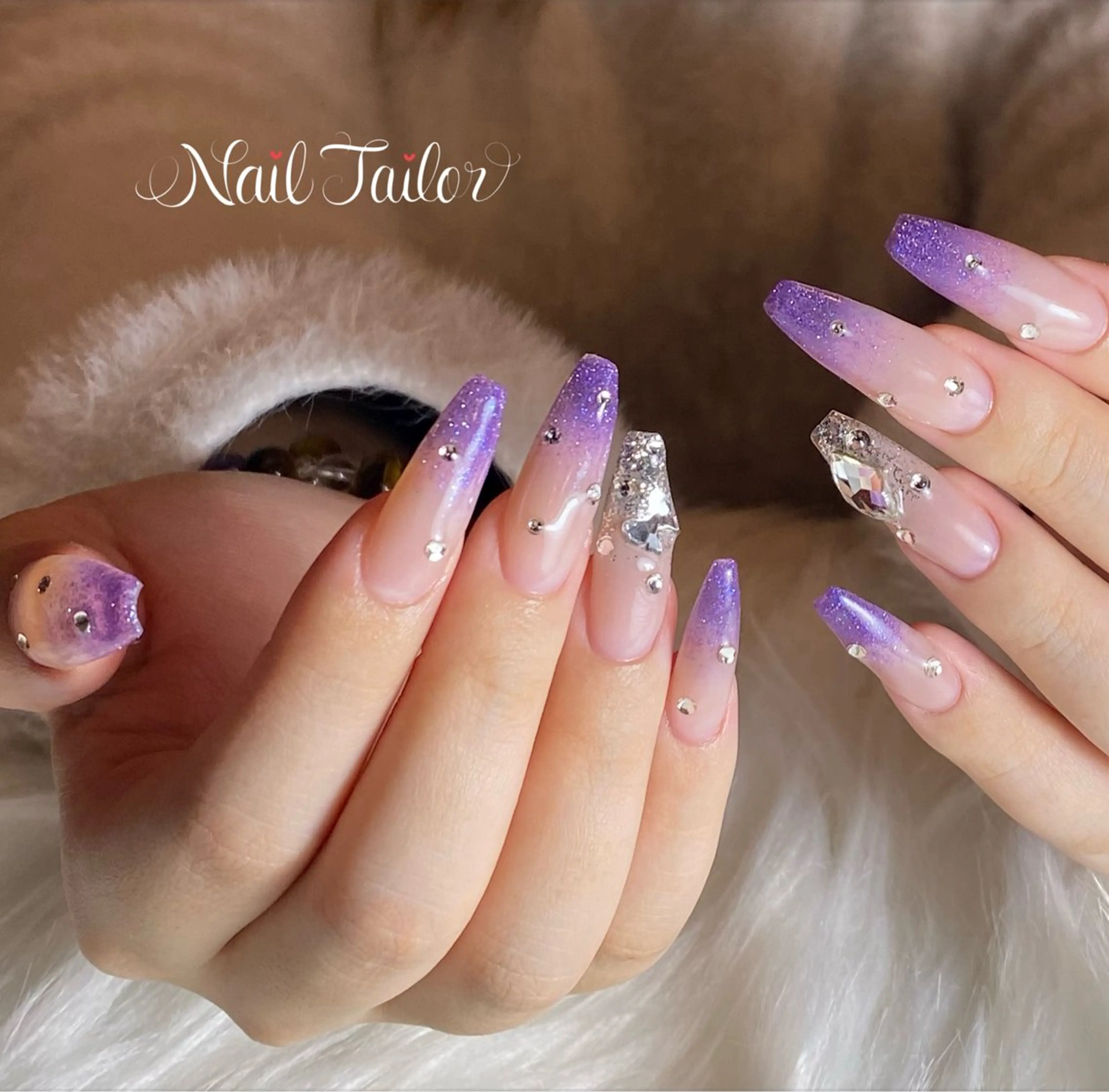 ネイル 長さ出し ジェルネイル グラデーション キラキラネイル ラメ(グリッター) ハンドネイル 〜Nail Tailor〜 ネイルテイラー所属・NailTailor ネイルテイラーのネイルデザイン