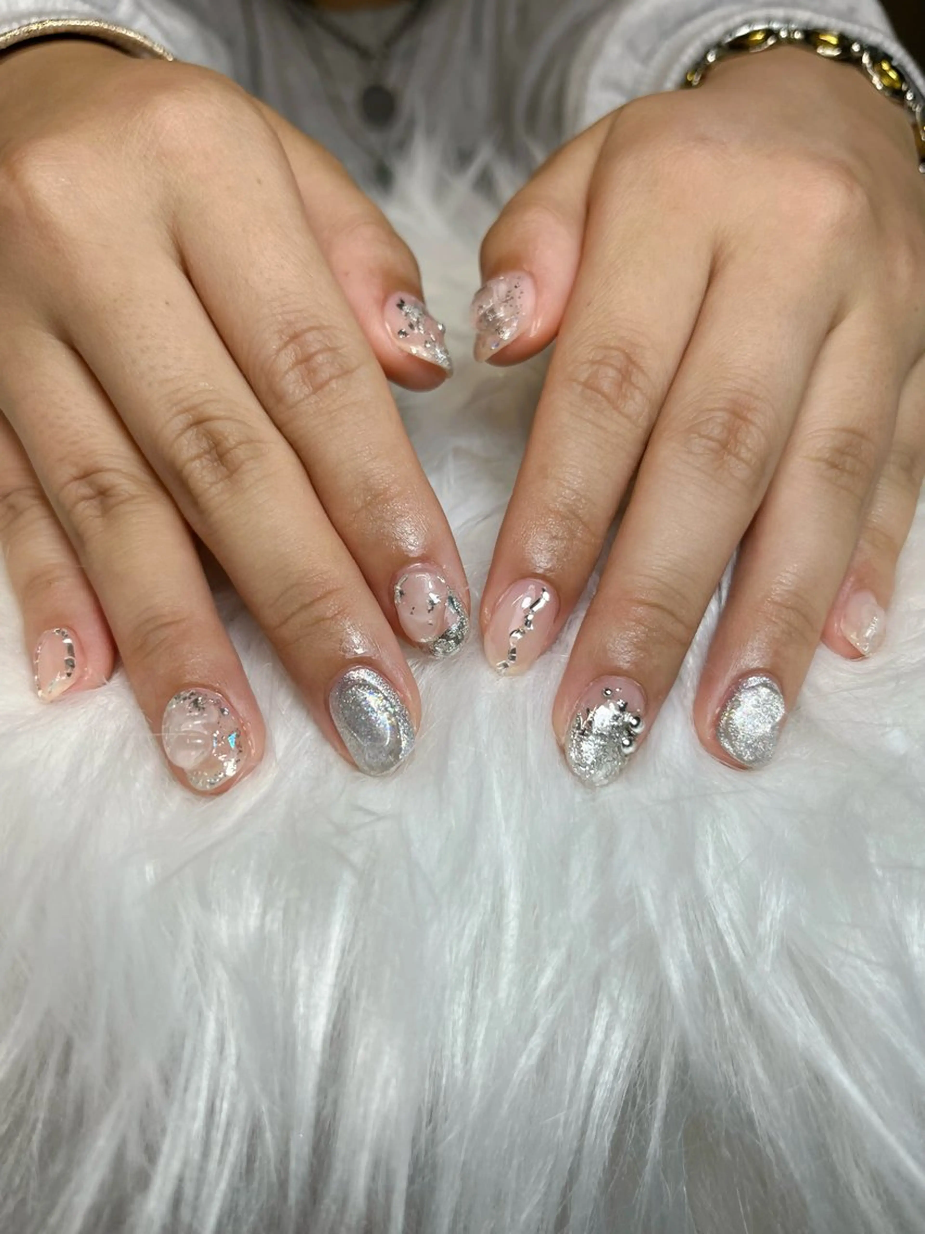 ネイル クリアネイル シルバー ハンドネイル nail salon epeのネイルデザイン
