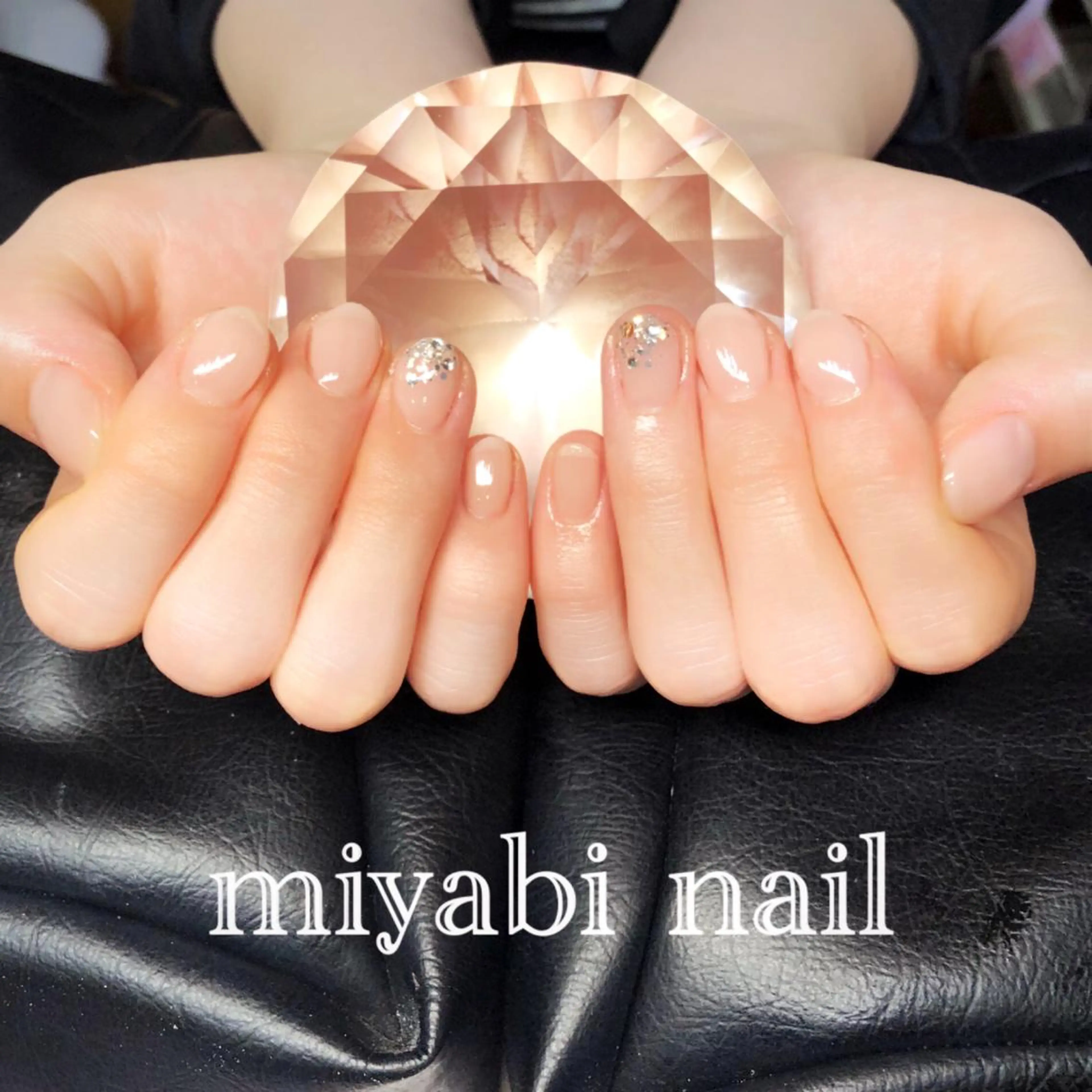ネイル ジェルネイル ラメ(グリッター) 持ち込み オフィスネイル ピンク ハンドネイル miyabi nail 桂川駅近くのネイルデザイン