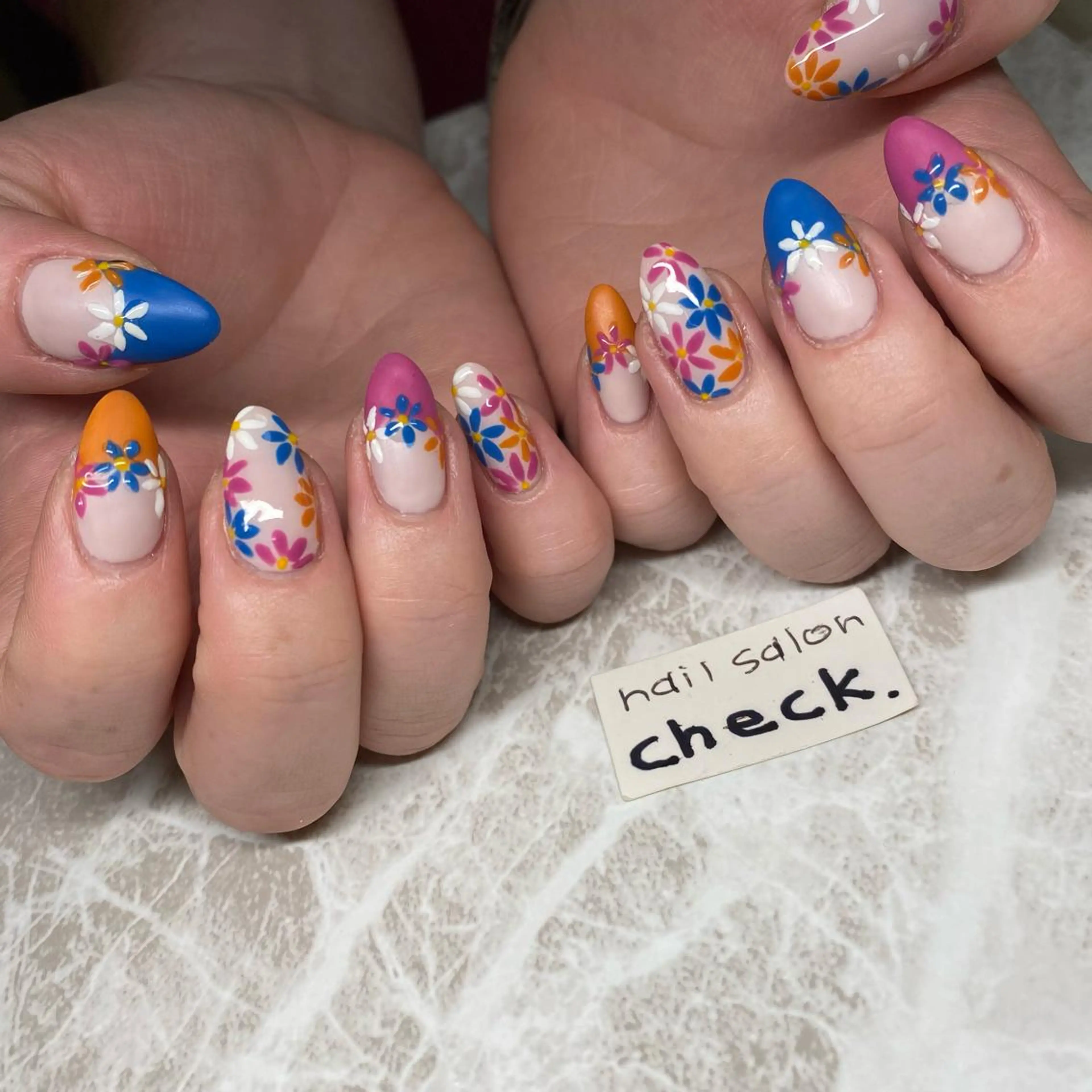 ネイル アートネイル フレンチネイル マットネイル ニュアンスネイル 春ネイル ハンドネイル ーCHECKー ちあきのネイルデザイン
