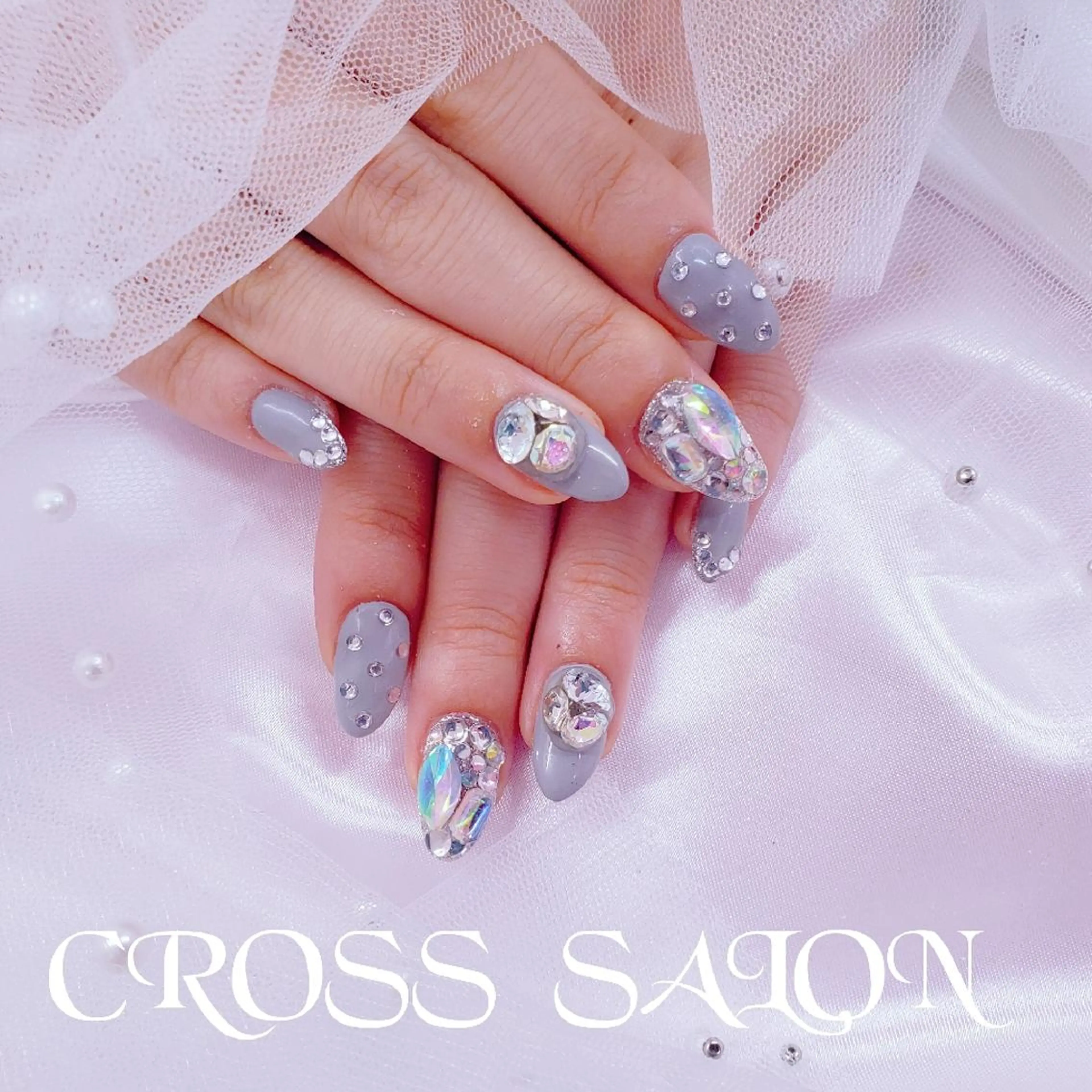 ネイル 長さ出し 氷ネイル・うるうるネイル 韓国ネイル ネイルチップ CROSS SALON/Lazy所属・CROSS  クロス のネイルデザイン