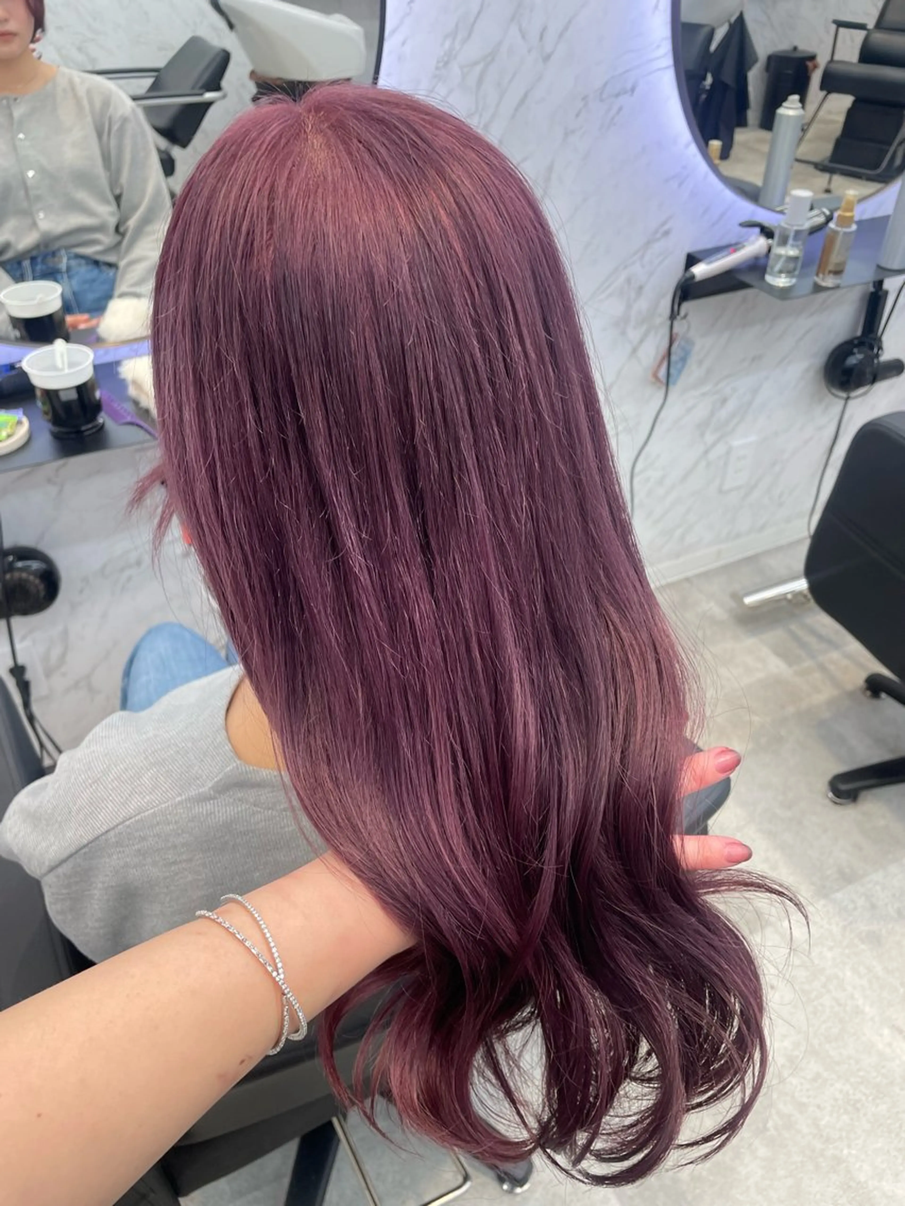 ロング カラー ベージュカラー ピンクカラー ピンクベージュ ヘアカラー hair salon dot. mooda 韓国風サロン 町田店所属・韓国風ヘア🎀🩶 /♡𝓝𝓸𝓪♡のヘアスタイル