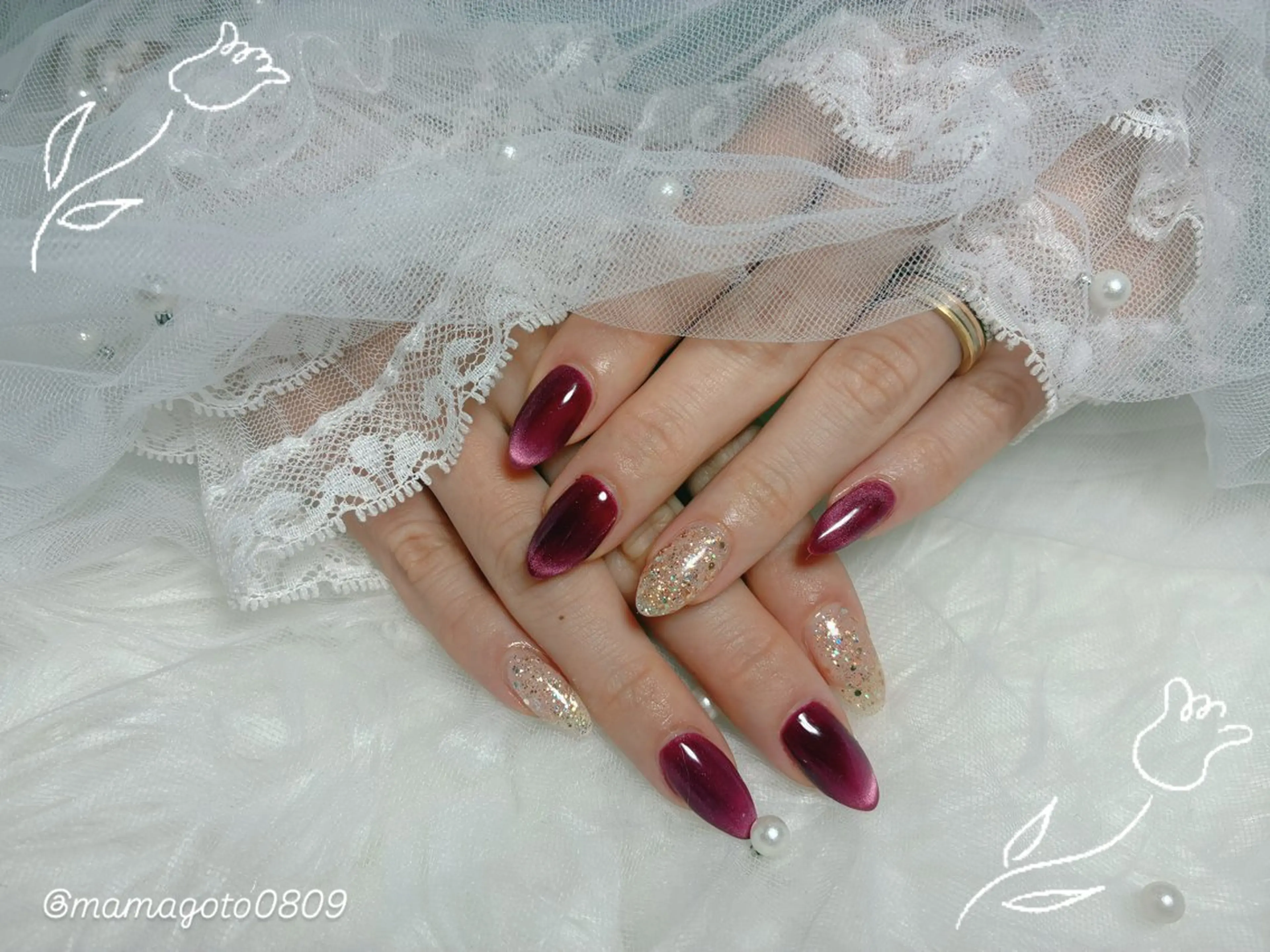 ネイル ボルドー マツエク ママ ごとのネイルデザイン
