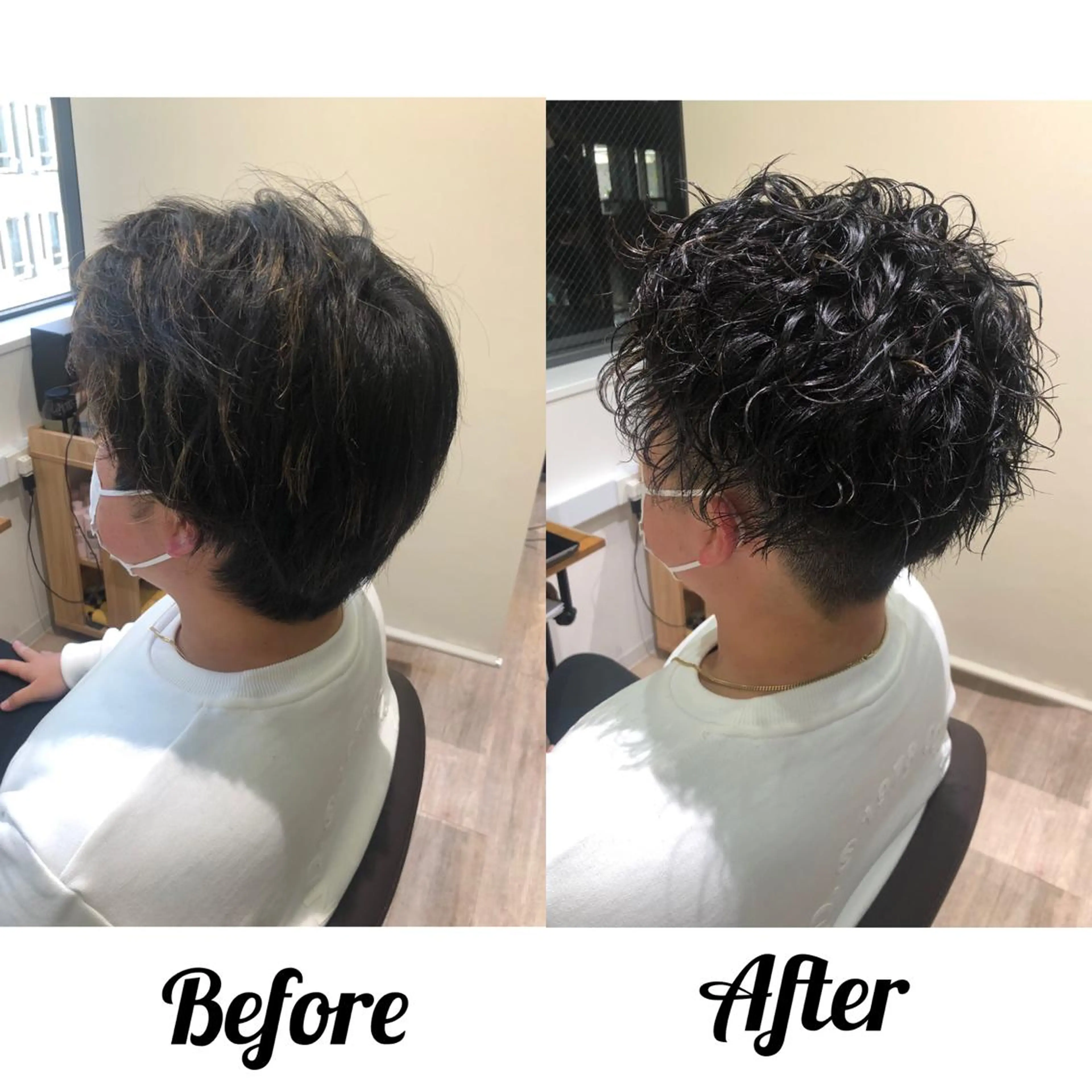 ショート カラー パーマ メンズ kiitos所属・関西センターパート メンズモデル募集のヘアスタイル