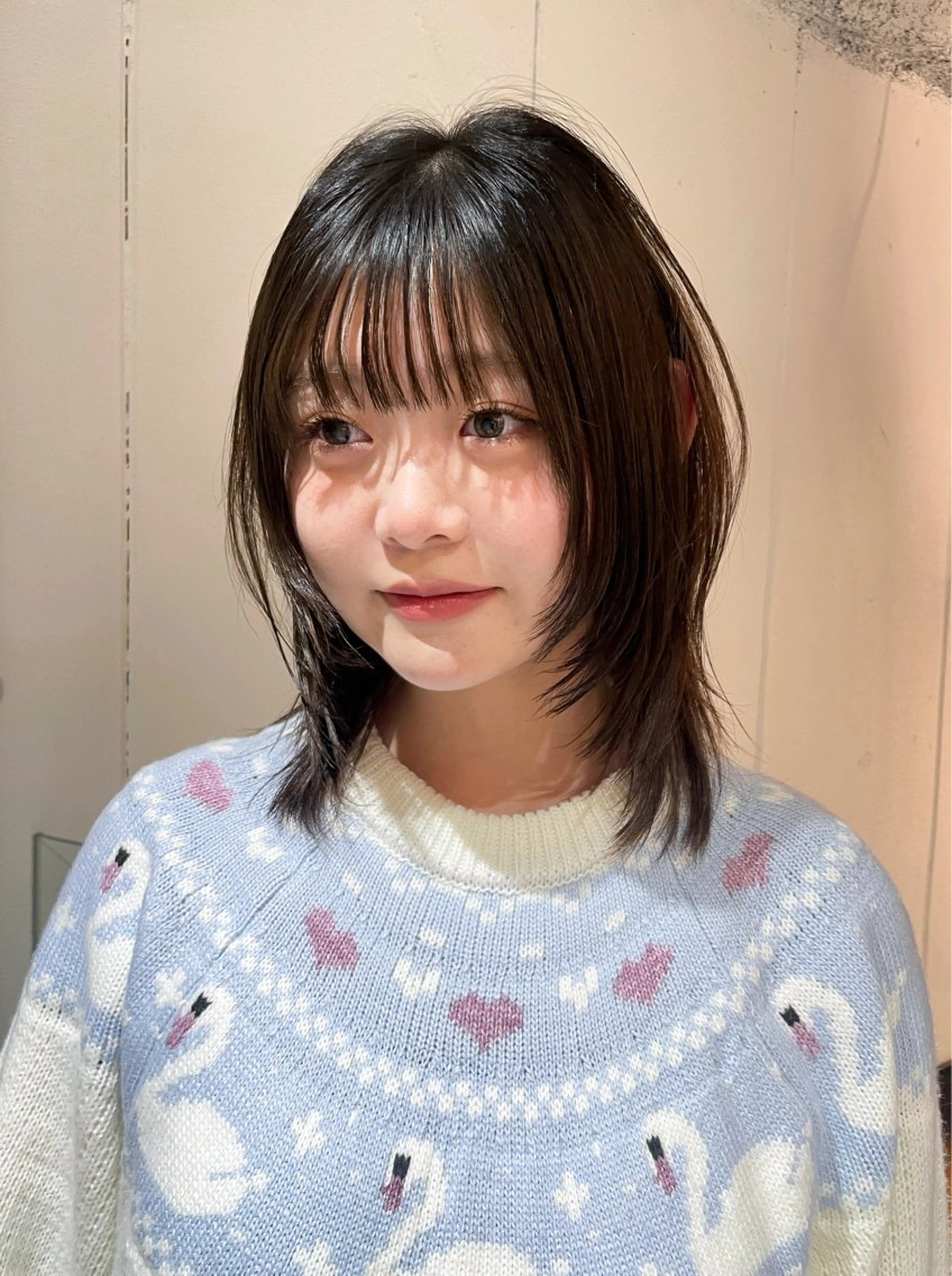 ミディアム 伸ばしかけ レイヤーカット カット トリートメント ハッシュカット/ 韓国ヘア☽⋰mahoのヘアスタイル