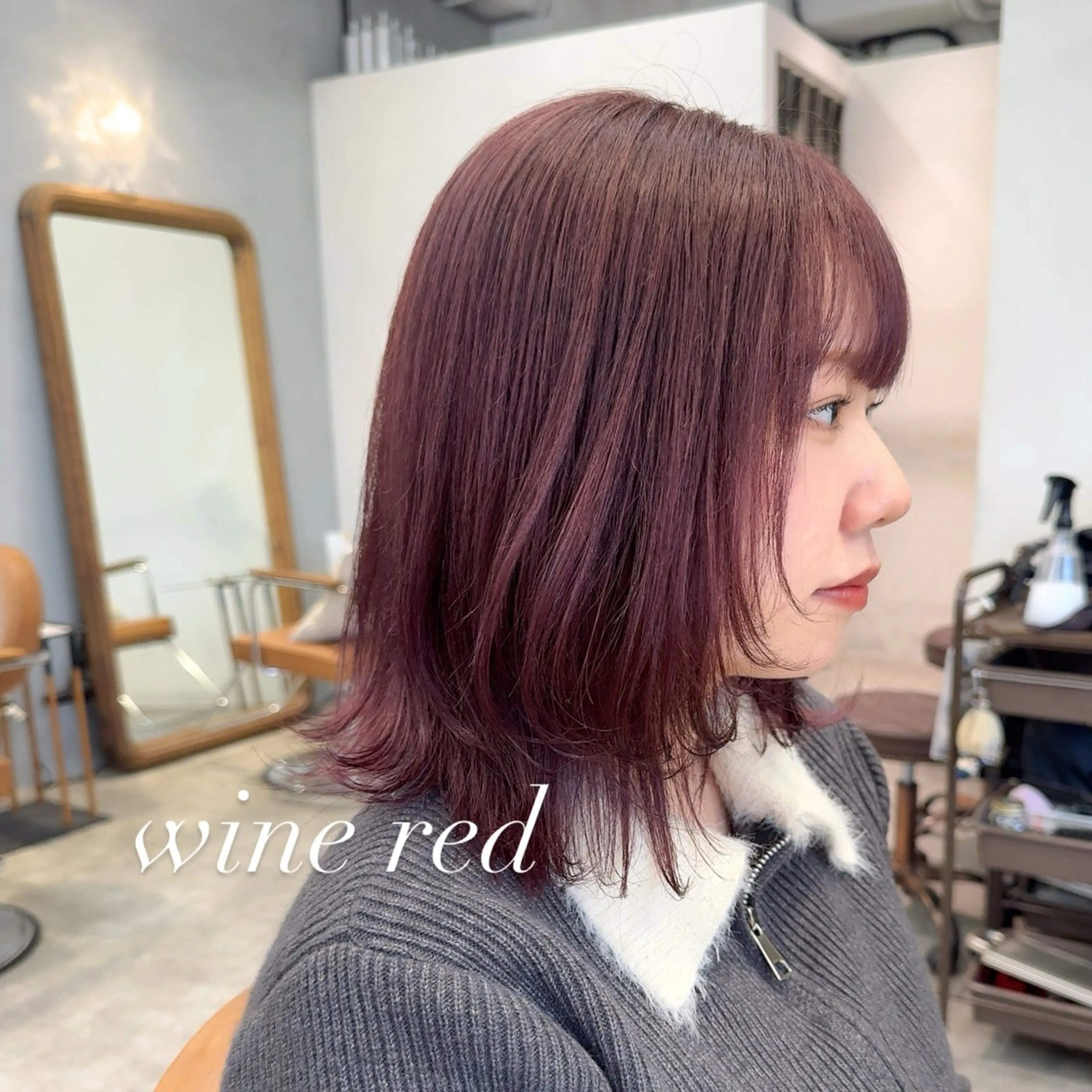 ミディアム カラー ブリーチ レッドカラー カット ヘアカラー オスズ 🎀´-のヘアスタイル