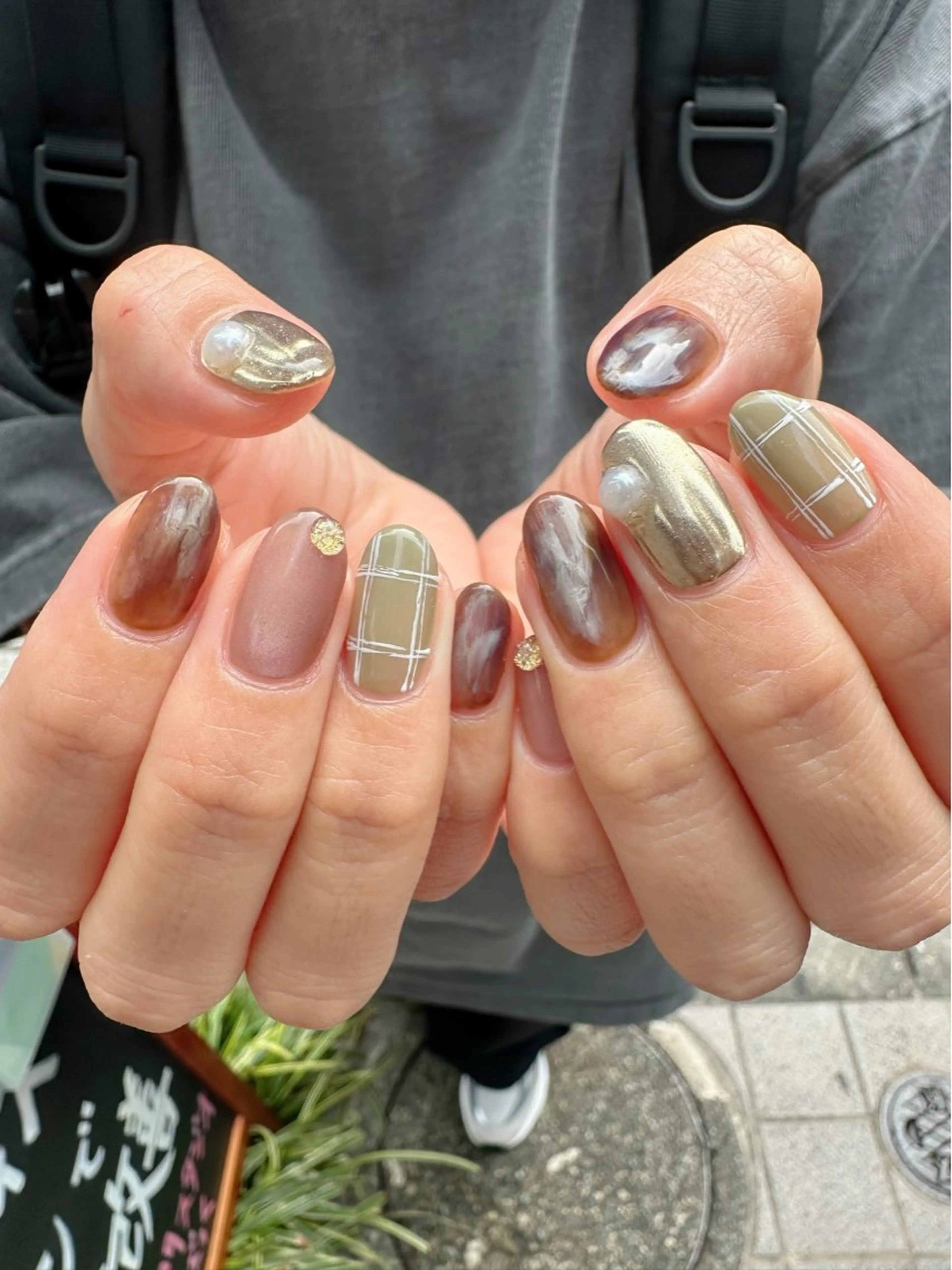 ネイル ブラウン 氷ネイル・うるうるネイル 韓国ネイル 大理石ネイル(マーブル) ミラーネイル 🪞KAPE NAIL 🪞のネイルデザイン