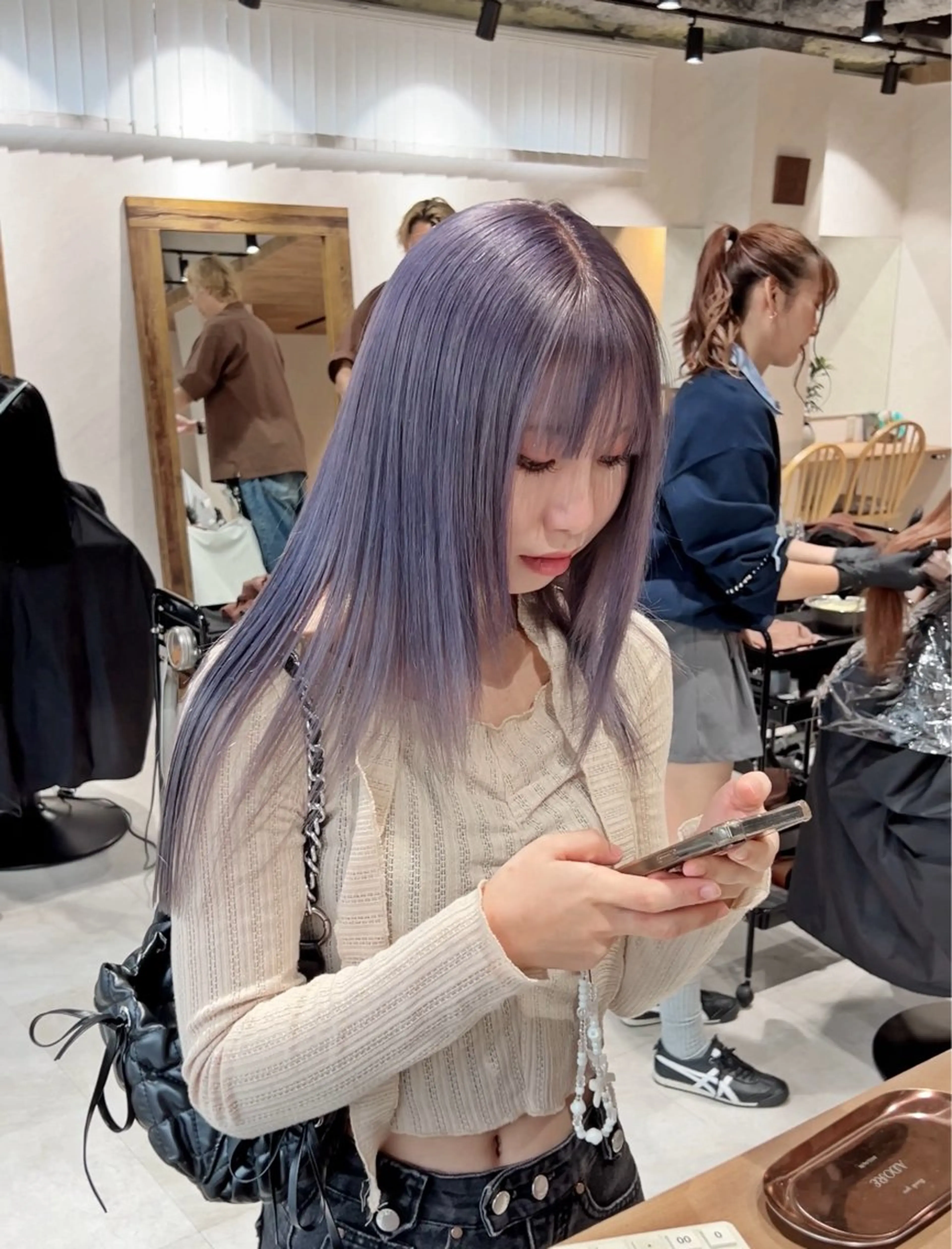 ロング カラー バイオレットカラー カット ヘアカラー ムラ修正💎 艶髪ハイトーン💎のヘアスタイル