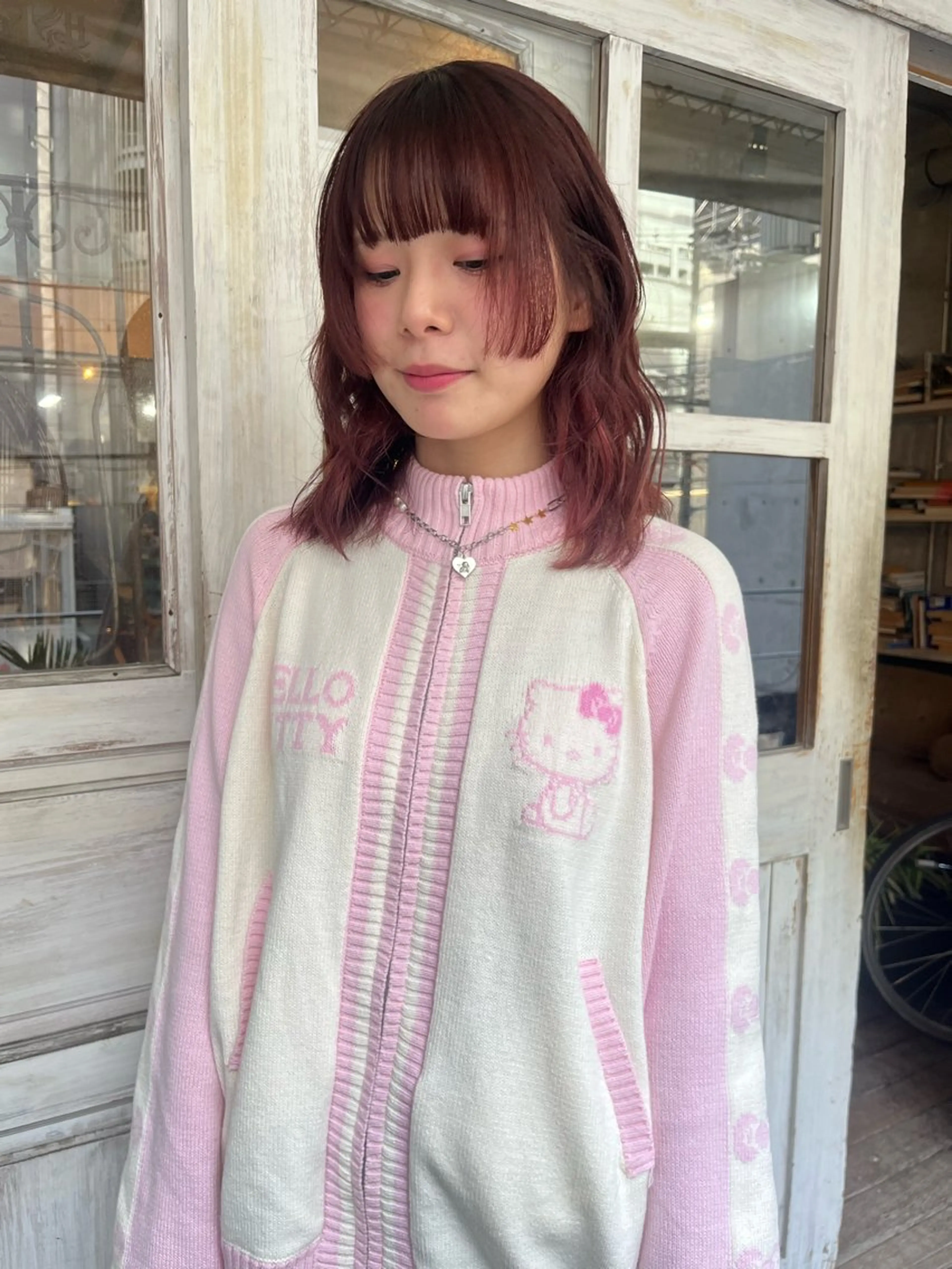 ミディアム カラー パーマ カット ヘアカラー パーマ トリートメント ハイトーン/顔まわり レイヤー/YUKAのヘアスタイル