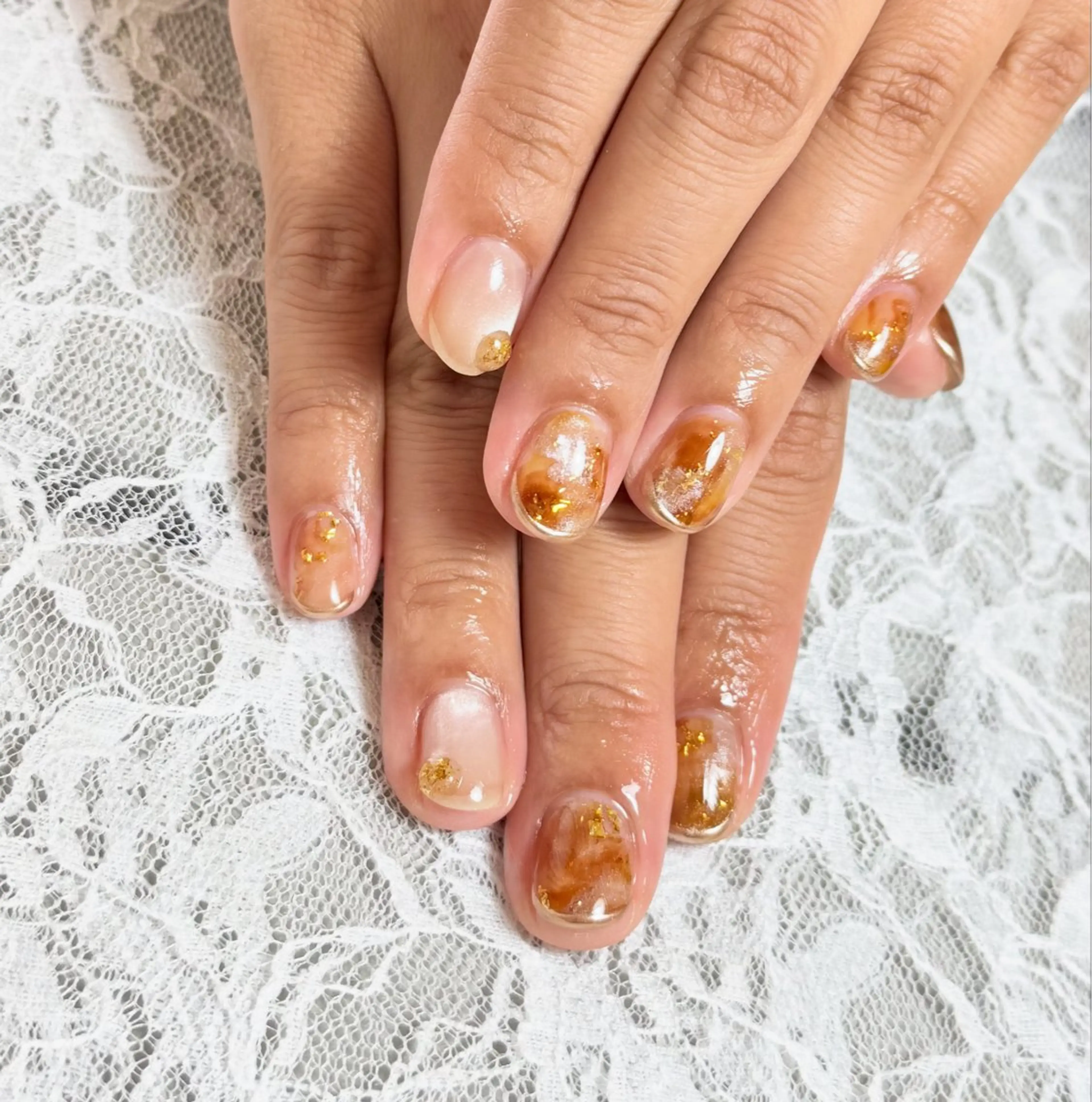 ネイル ブラウン ニュアンスネイル モニター募集 RooMKubotaのネイルデザイン