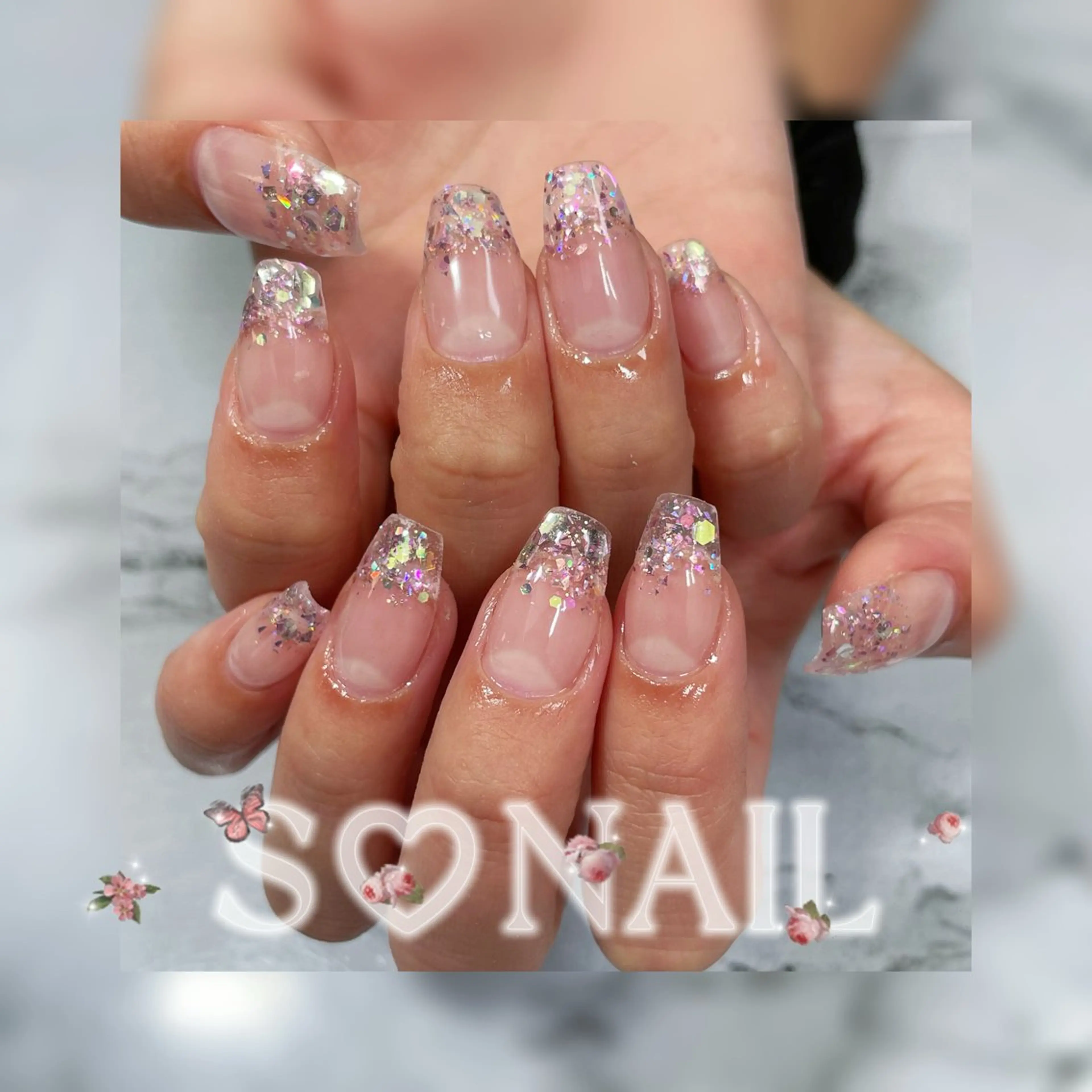 ネイル グラデーション ラメ(グリッター) ラメグラデーション ハンドネイル S♡NAIL所属・S.NAIL Suuのネイルデザイン