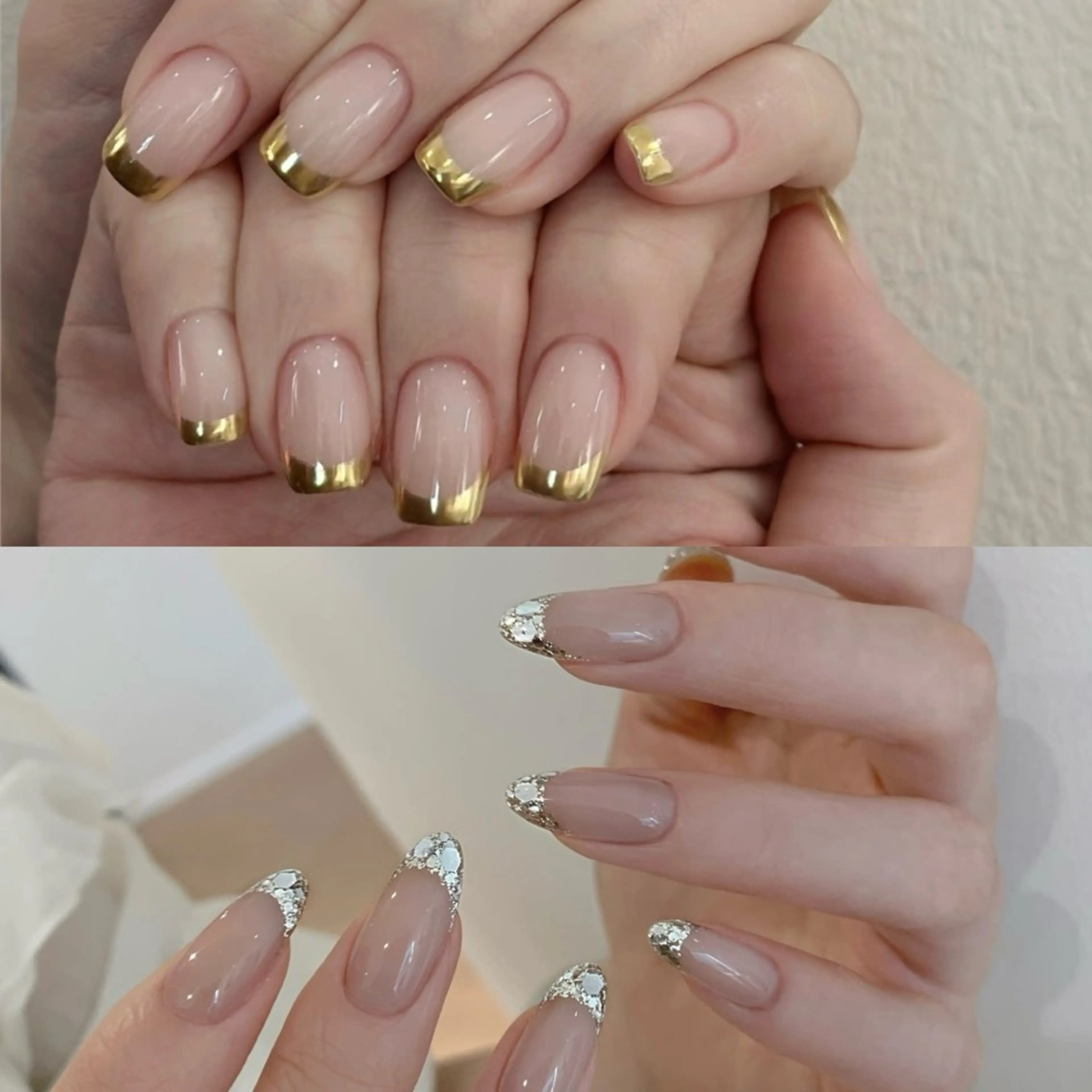 『チップ長さだし』ガラスフレンチ／ミラーフレンチの写真