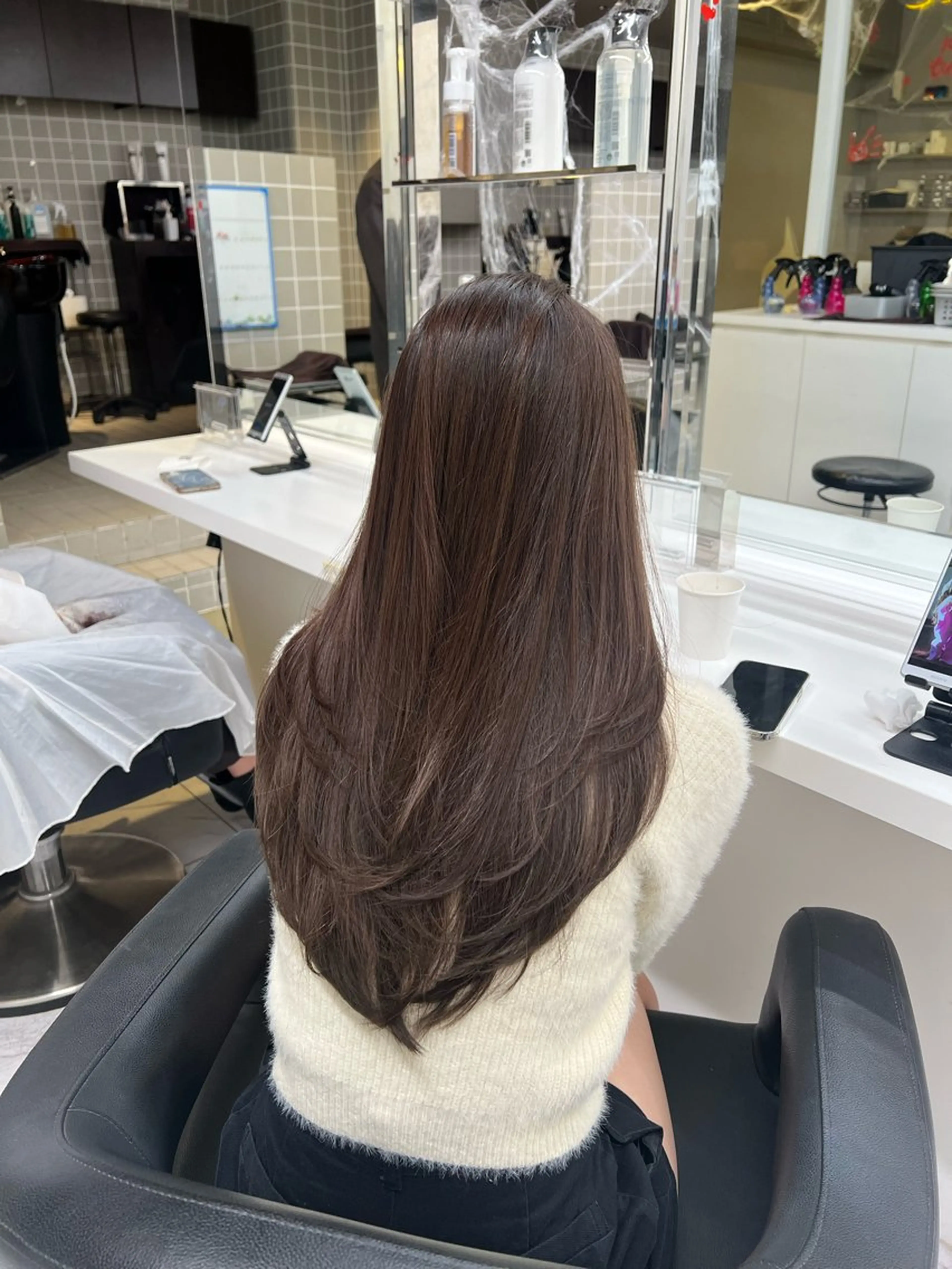 セミロング カラー ヘアカラー 韓国レイヤーカット /ダブルカラーのヘアスタイル