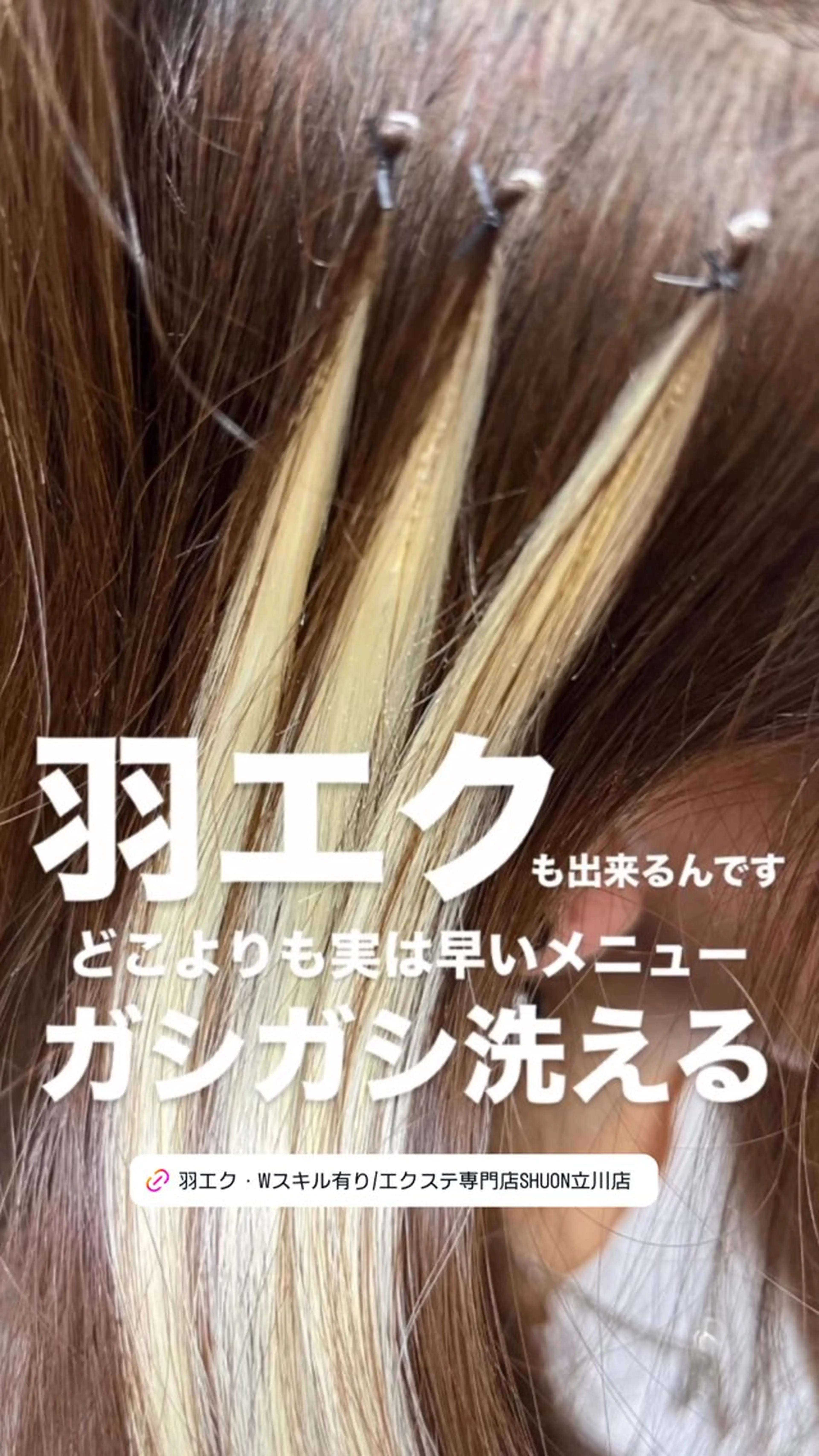 羽エクステ100本までの写真